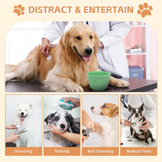 Dog Slow Feeder Lick Bowl,Anxiety Relief Treat Dispenser, Non-Slip Anti-chocking Pet Dish, Interactive Puzzle Toy for Small Medium Large Breed,Freezable BPA Free Silicone Dishwasher Safe