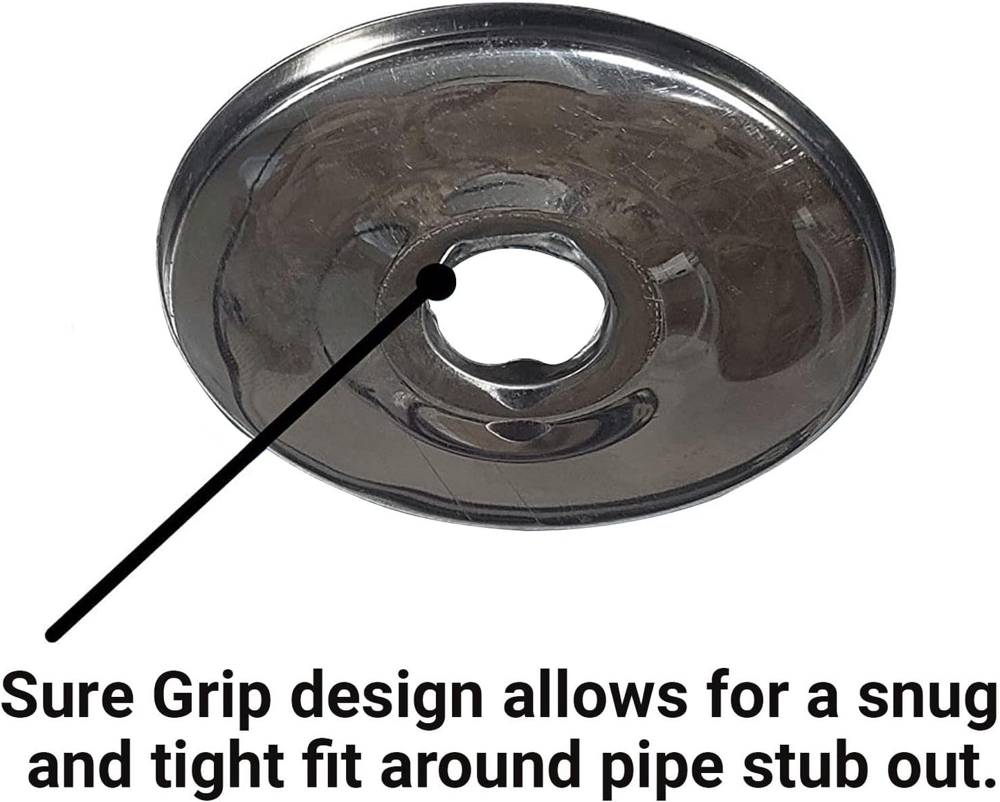 1/2" Chrome Plated Steel Escutcheon Flange Cover with Sure Grip for 1/2" Copper, PEX, and CPVC pipe wall covers [10 Pack]