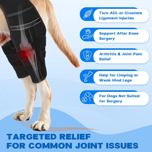 Dog Knee Brace for Torn ACL Hind Leg, Dog Leg Braces for Back Leg Support with 4 Metal Stabilizers Helps with Torn CCL, Luxating Patella, Ligament Injuries, Hip Dysplasia,S
