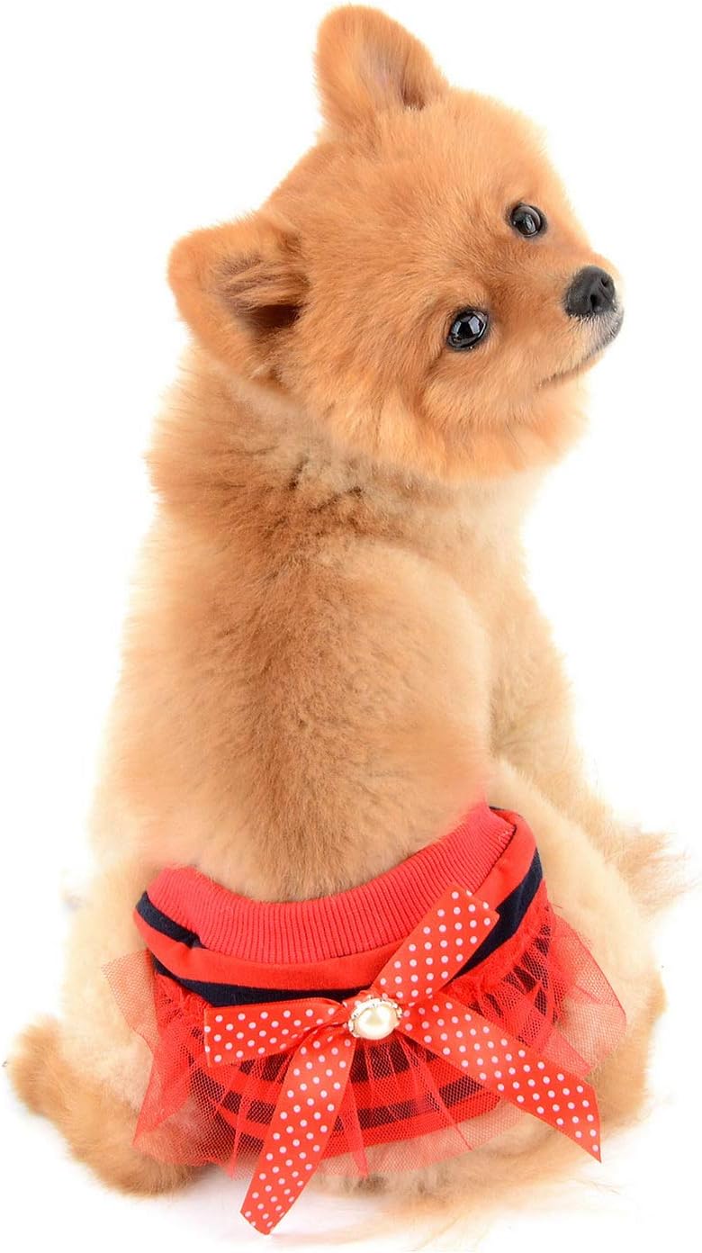 SELMAI Adorable Dog Physiological Shorts Diaper for Dogs Female in Heat Reusable Washable Doggy Kitten Underwear Pants for Small Medium Puppy Cat Girl Doggie Menstrual Nappies All Seasons Red XL