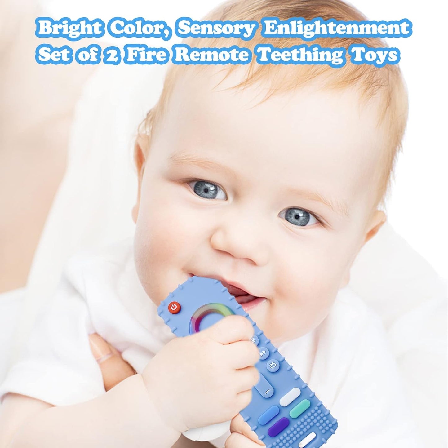 2-Pack Silicone Baby Teething Toys, Fire TV Remote Teethers for 6-12-18 Months Infant, Fire Remote Shape Toddlers Silicone Teethers for Boys and Girls Sensory Toy