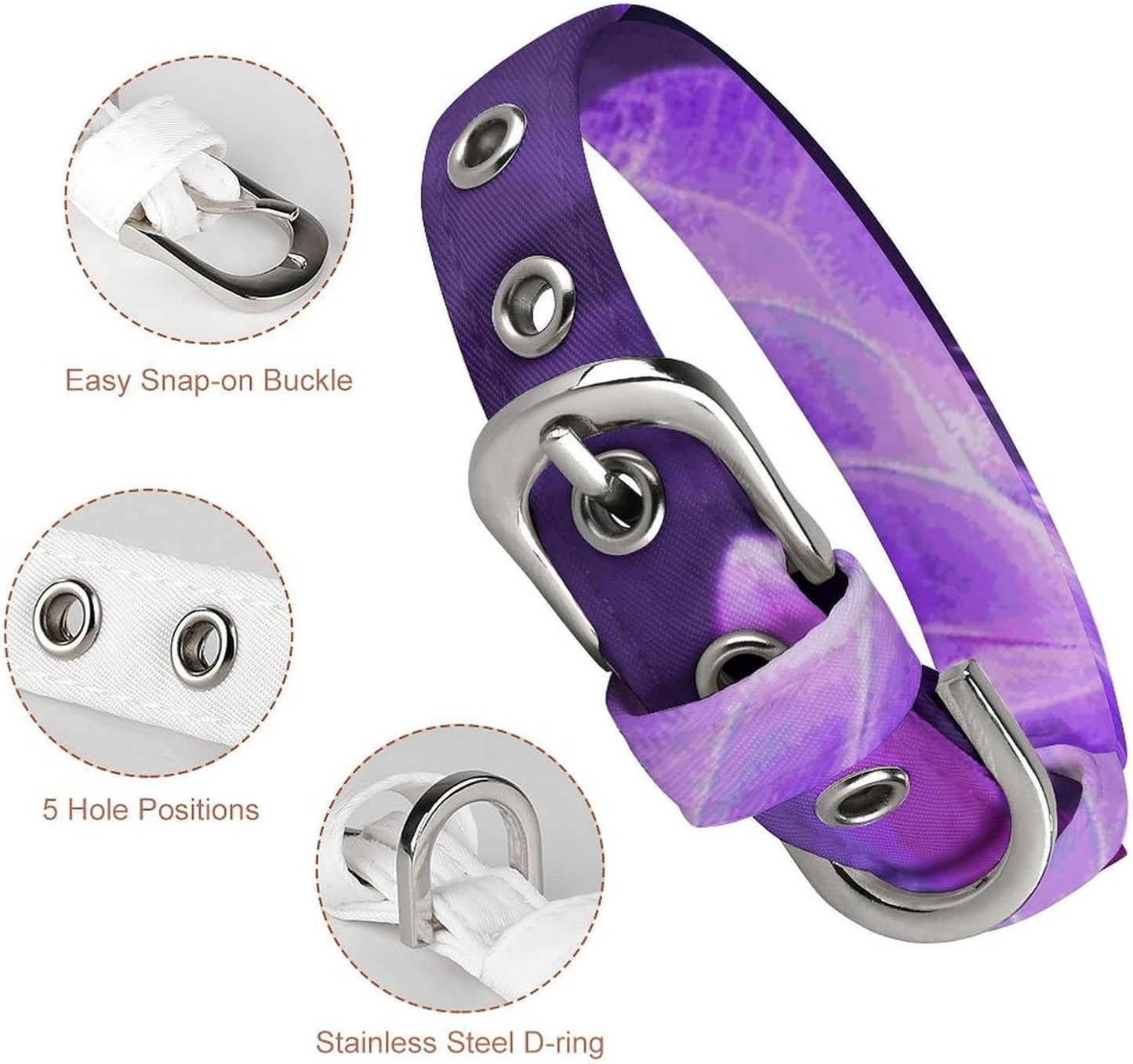 Lovely Purple Dog Collar with Buckle Adjustable Martingale Pet Collars Cute Female Male Puppy Collar Soft Waterproof Cat Collars for Small Medium Dogs