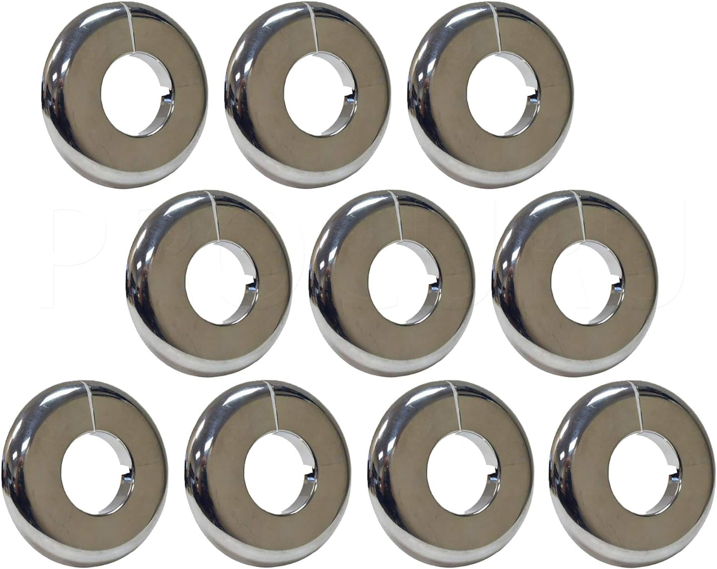 PROCURU 1/2-Inch CTS (5/8" OD) E2768 Split Plastic Lightweight Escutcheon Cover Plate, Chrome, for 1/2" Copper, PEX Pipe (10-Pack)