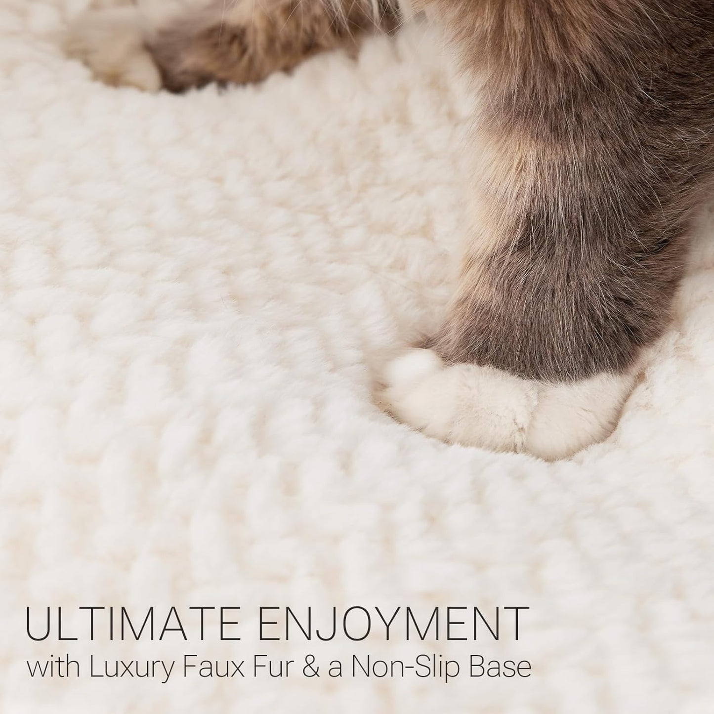Soft Touch Faux Fur Dog Bed for Medium to Large Sized Dogs 8.5" Extra Thick, Orthopedic Pet Bed with Waterproof Liner and Washable Cover, with Removable Cute Pillow, Cream Color