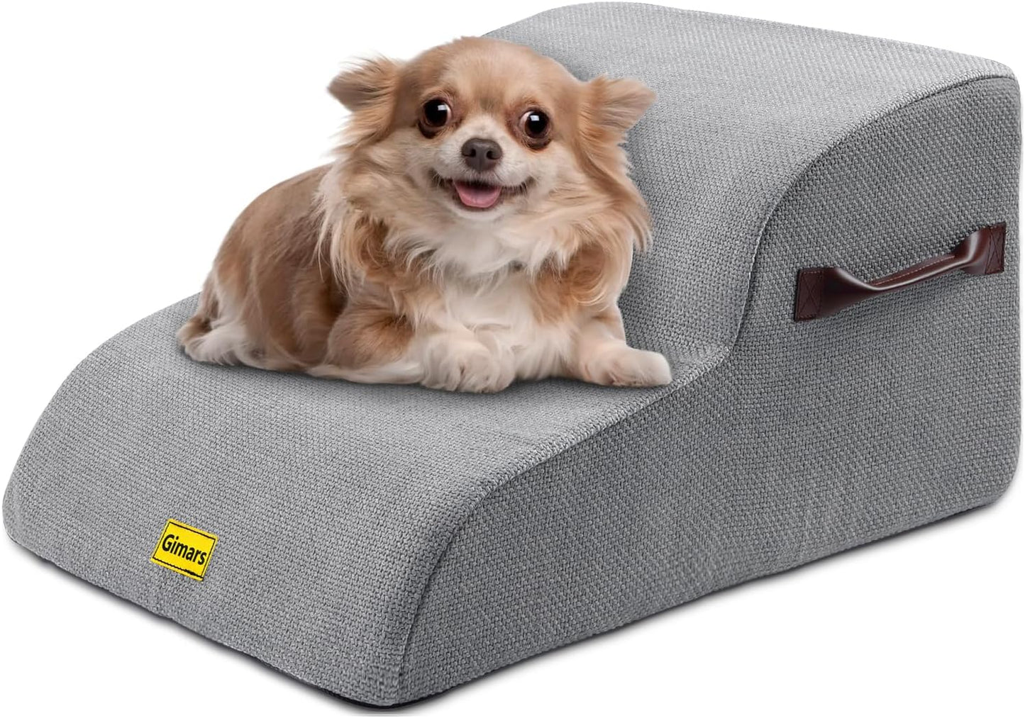 Gimars Extra Wide Sturdy 30D High Density Foam Dog Stairs for Sofa, Pet Stair for Small Medium Dog, Non-Slip, Easy Clean Removable Washable Cover