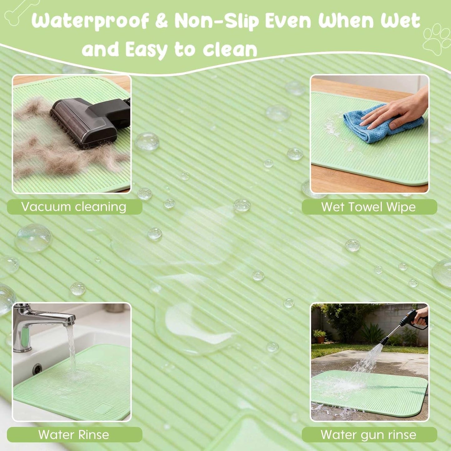 Dog Grooming Table Mat Pad Non Slip，Silicone Durable Premium Non-Slip Dog Bath Mat，Slip Mat - Bathing Mat for Pets，22.45inchX15.75inch (Green)