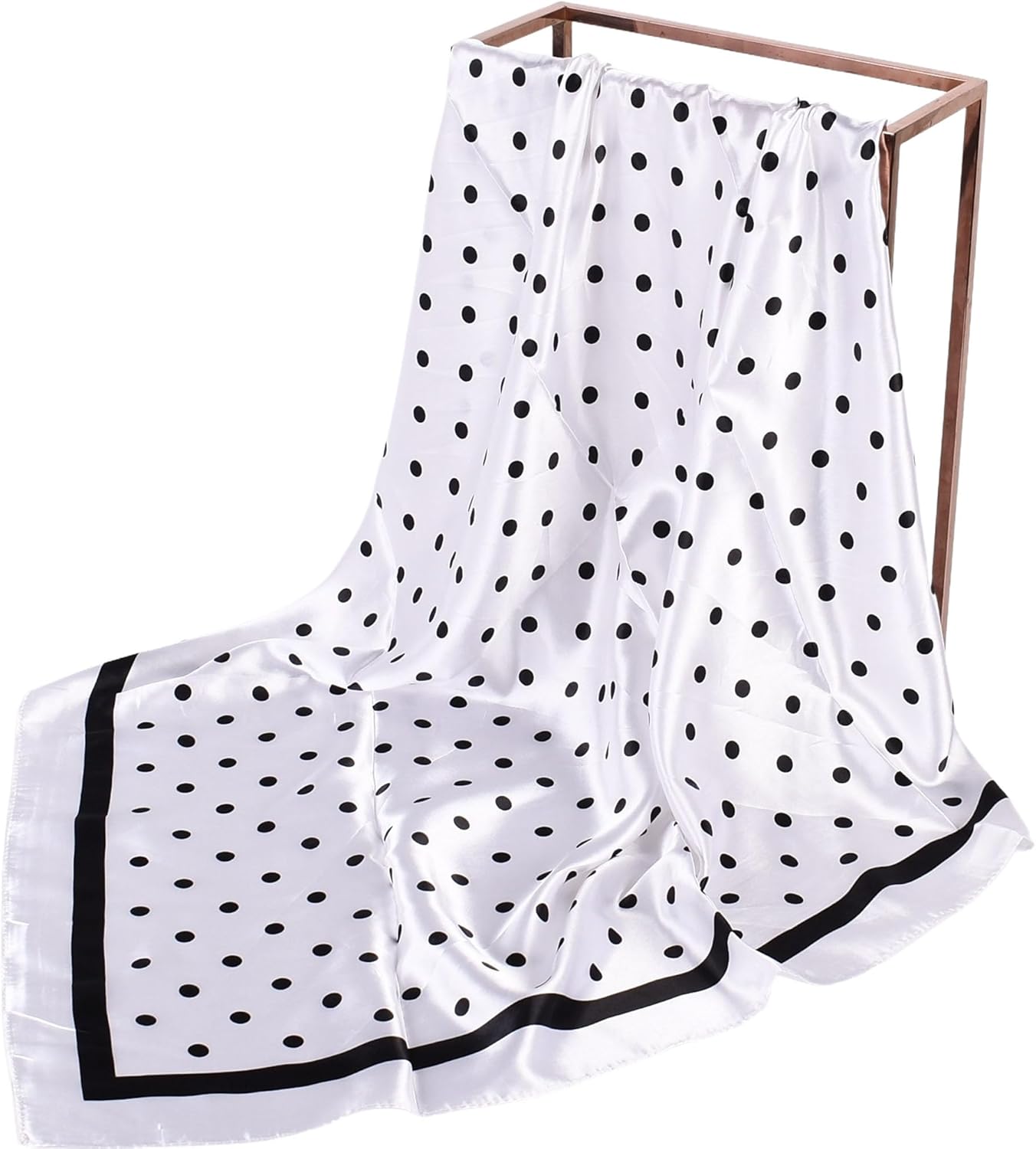 Polka Dot Print Satin Head Scarf for Women Like Silk Scarf for Hair Wrapping Bandanas Square Shawl Wraps 35 Inches