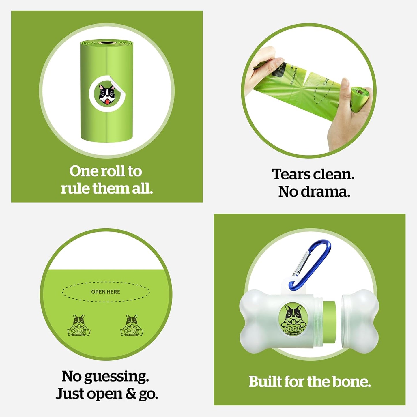 Pogi's Compostable Poop Bags – Leak-Proof, Extra-Large, Made with Plants – 32 Rolls (480 Bags)