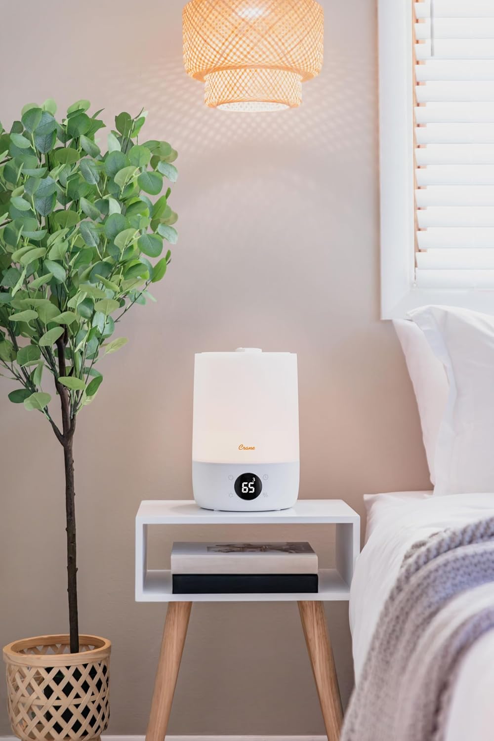Crane Ultra-Quiet 3-in-1 Humidifier, Essential Oil Aroma Diffuser & Soothing Sleep Light - Compact 1.2 Gallon Capacity with Adjustable Night Light & Fragrance Tray - Ideal for Bedroom and Office