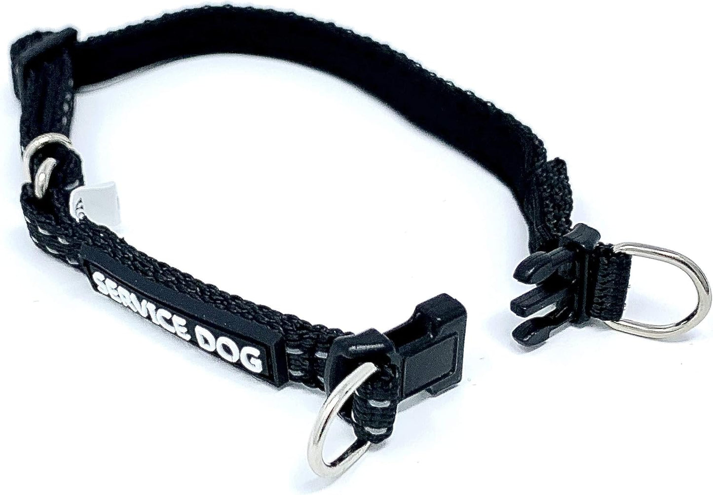 Albcorp Reflective Service Dog Collar – Sizes XS to XL (8.6–28.7 Inches), Service Dog Rubber Patch, Neoprene-Padded Comfort & High-Visibility Gear for Dedicated Handlers, Extra Small, Black
