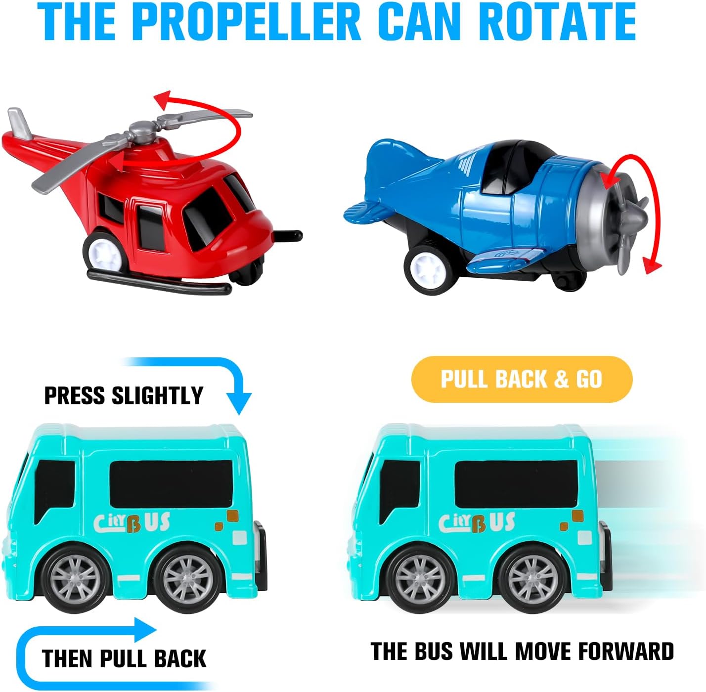 18 Pack Assorted Pull Back Cars and Airplanes Toy Set, Mini Die-cast Metal Friction Powered Vehicles Toy for Kids Boys Girls