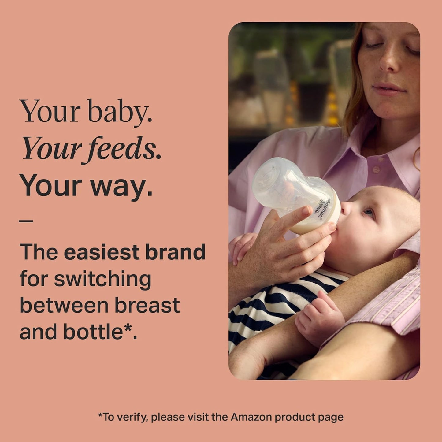 Tommee Tippee Natural Start Baby Bottle, 11oz, Thicker Feed, Breast-Like Nipple for Babies 6 Months+, Clear, 3 Count