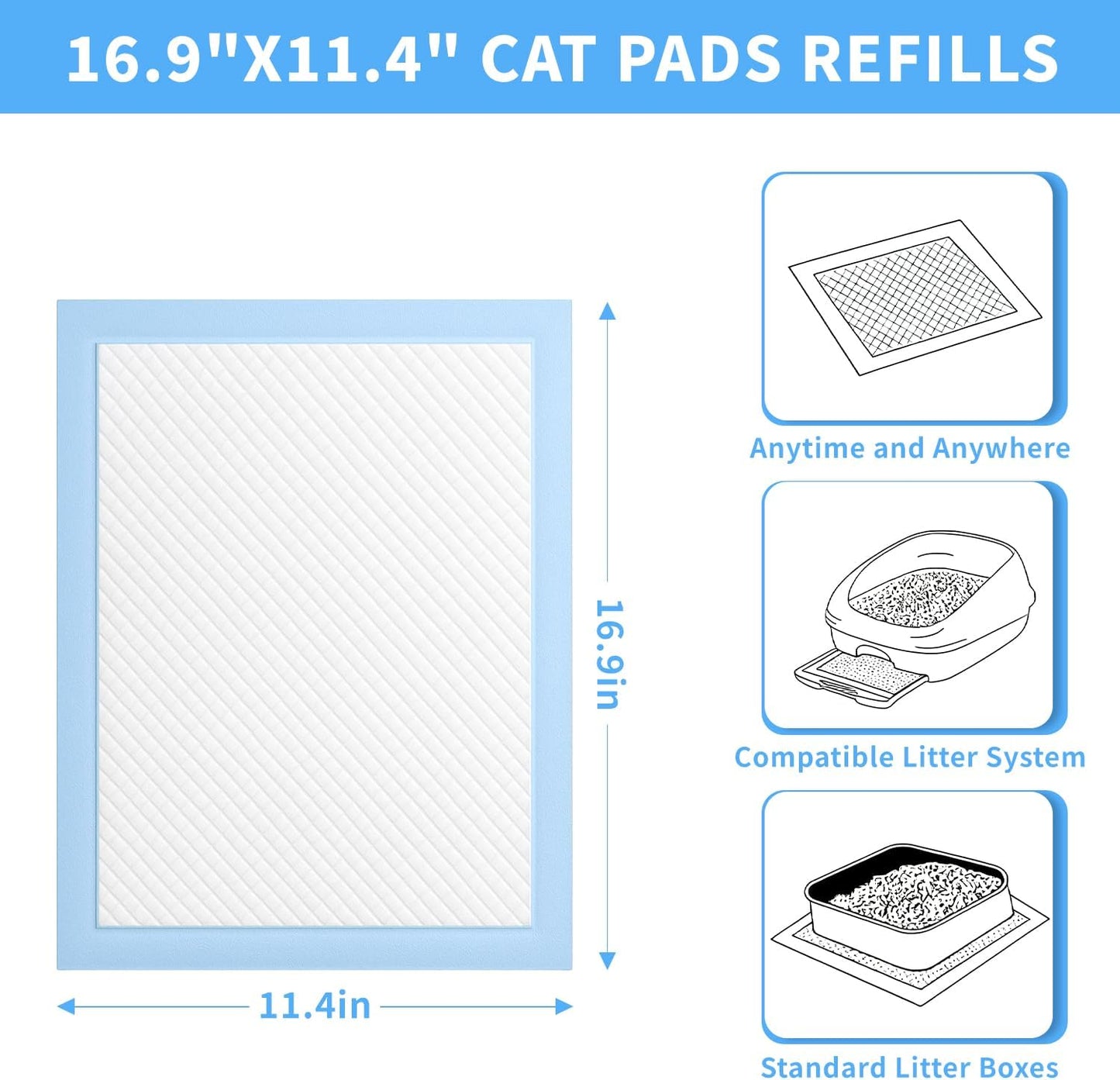 35 PCS Cat Pads, Compatible with Breeze Litter System, Fresh Scent Cat Pee Pads Refills, Ultra Absorbent with Odor Control, 16.9" x 11.7"