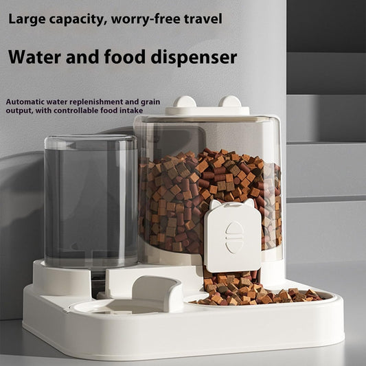 Elevated Pet Feeders with Removable Stainless Steel Bowl and Automatic Water Dispenser Cats and Dogs Anti Spill Pet Food Bowl with Water Fountains