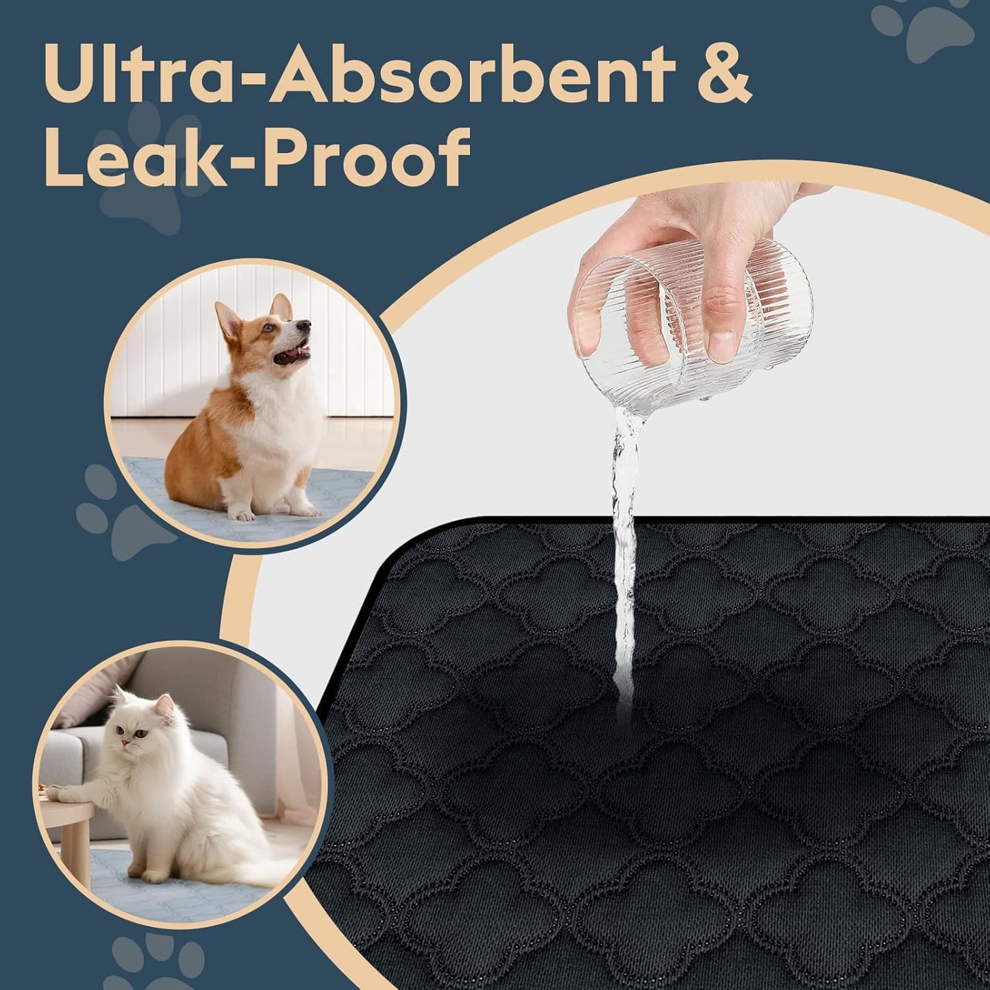 Washable Pee Pads for Dogs - 4 Pack Reusable Pee Pads，Waterproof Puppy Pads，Pet Training Pads，Super Absorbent with Dog Paw Shape Non-Slip Backing (Dark Grey, 18" X 24" - 4 Pack)