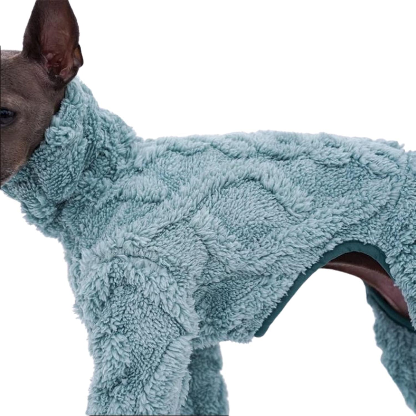 Greyhound Clothes - Dog Winter Warm Fleece Turtleneck Jumpsuit Four-Leg Rompers Long Sleeve Sweatshirt Thick Outdoor Coat for Italian Greyhound Whippet Deerhound Bedlington Terrier (XL,Green)