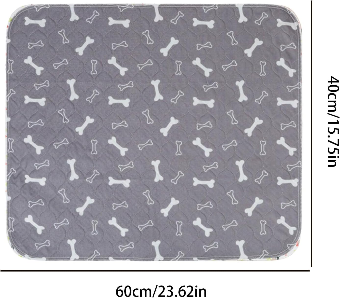 Training Mat, Fast Absorbent Pad, Reusable Washable Sheet, Puppy Potty Solution, Interior Floor Protection, Pet Comfort Accessory, Quilted Dark Gray Liner for Litter Box Grass Crate Training