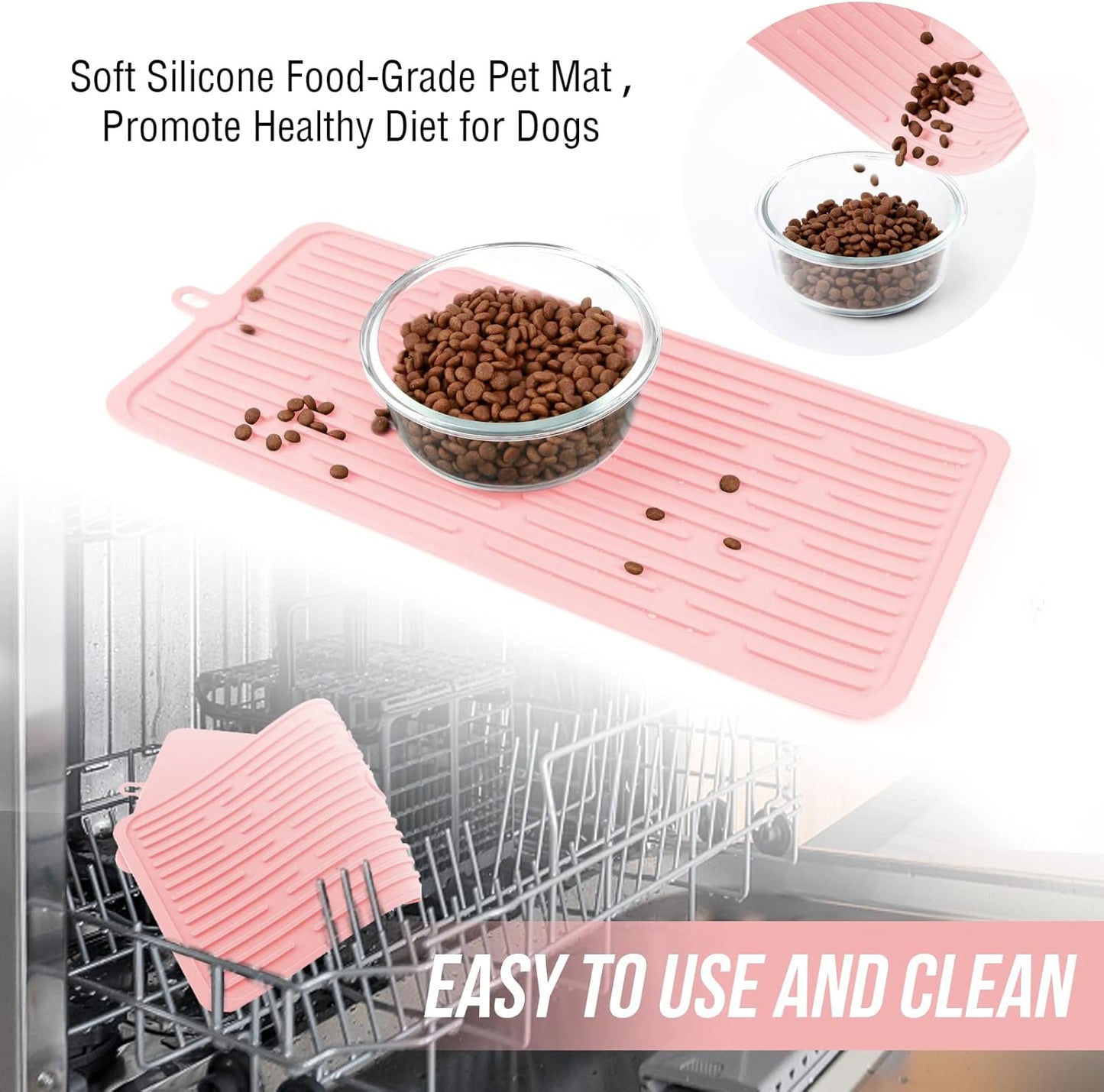Pet Placemat for Dog and Cat,Mat for Prevent Food and Water Overflow,Portable and Foldable Mat,Suitable for Medium and Small Pet Placemat for Dog and Cat(Pink)