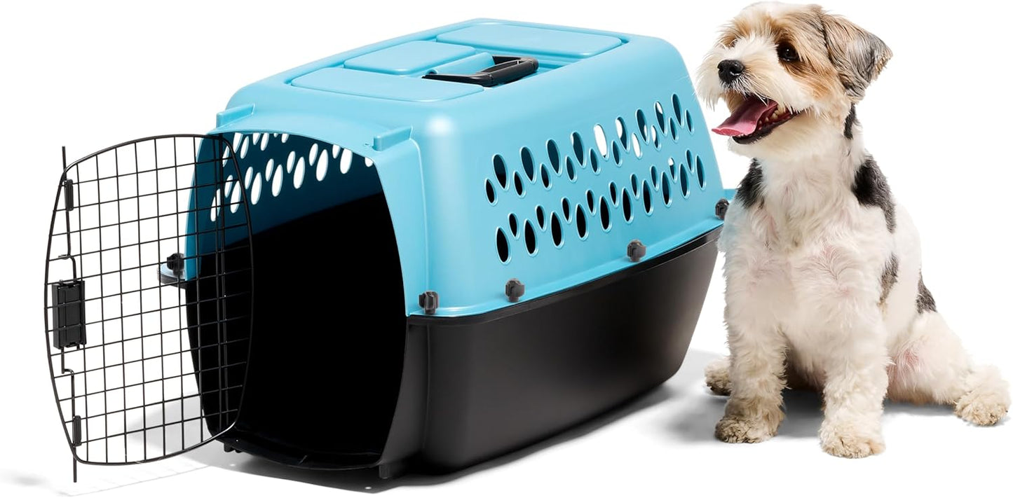 Petmate Fashion Vari Dog Kennel - Portable Crate for Pets 10-20 lbs - Airline-Friendly Pet Carrier - Durable Plastic Shell - For Home and Travel - Made in USA - 24 Inches - Light Blue