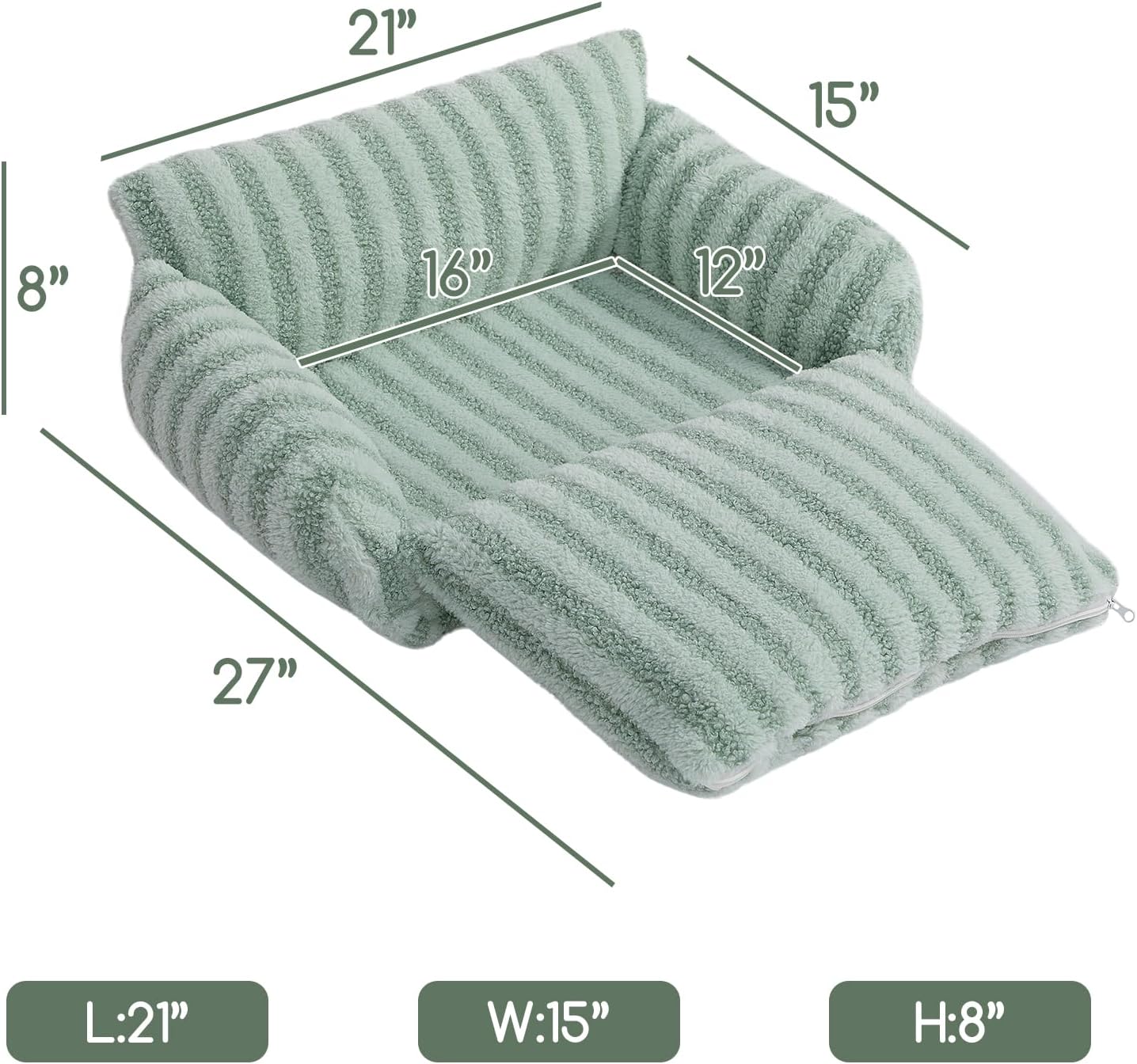 Hollypet Cat Bed Fluffy Plush Mutifuctional Double-Layer Soft Pet Couch Orthopedic Sofa Nest Beds for Small Cats and Dogs, Light Green (21x15x8 inch)