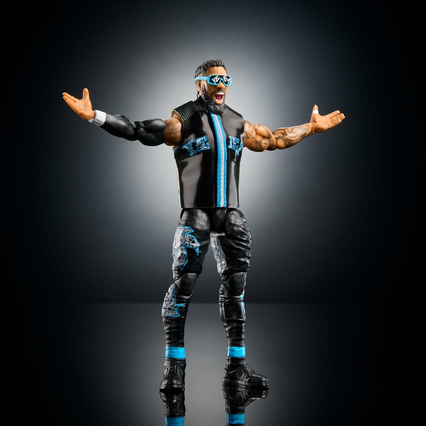 Mattel WWE Ultimate Edition Action Figure & Accessories Set, Jey USO 6-inch Collectible with Swappable Heads & Hands, 30 Articulation Points