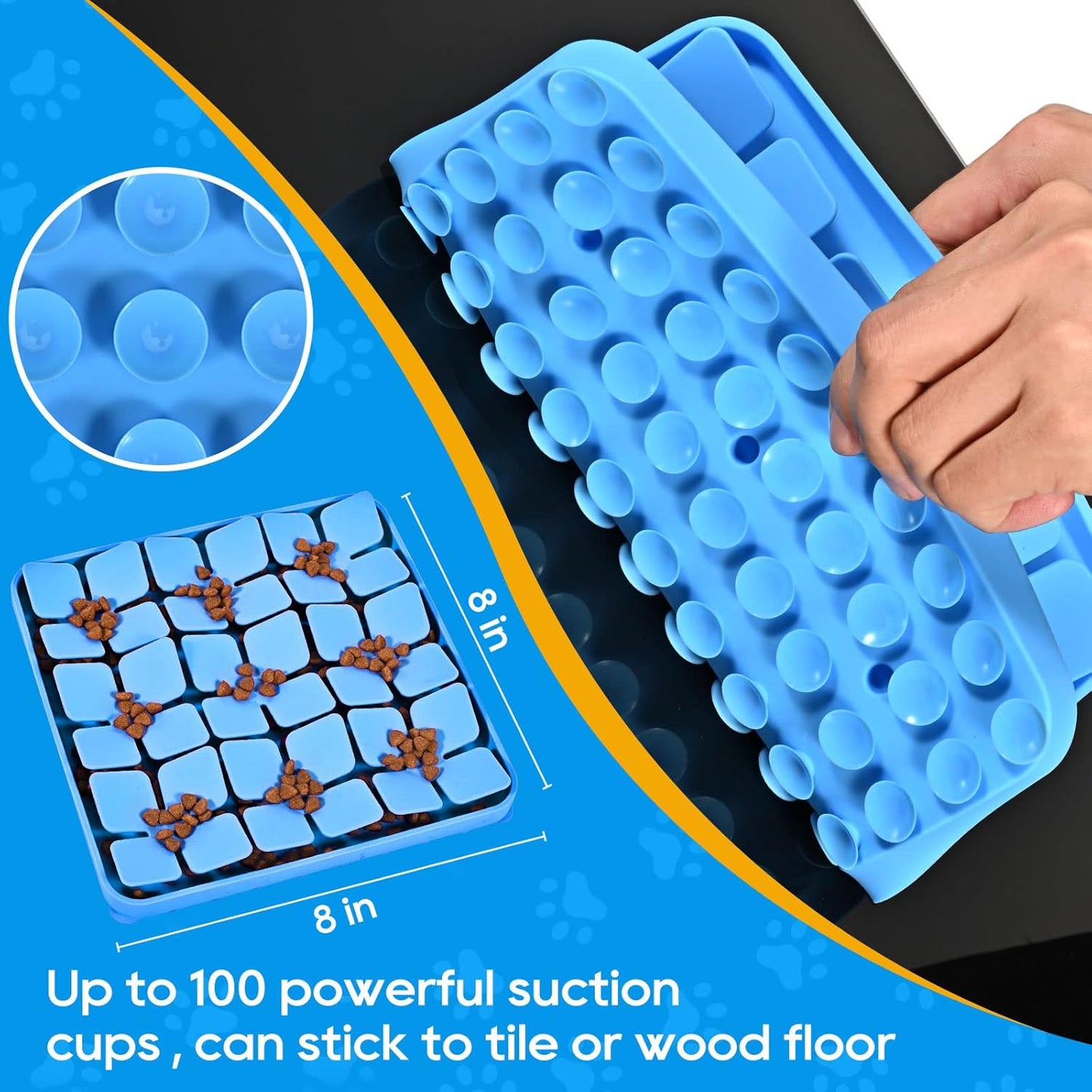 Silicone Snuffle Mat for Dogs, Slow Feeder Lick Mat with Suction Cups, Dog Puzzle Feeder Toys for Smell Training & Slow Eating (Blue)
