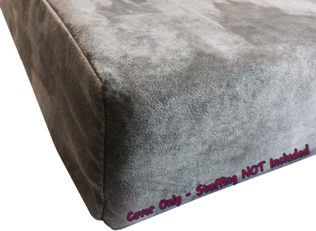 Dogbed4less DIY Pet Bed Pillow Grey Microsuede Duvet Cover and Waterproof Internal case for Medium to Large Dog at 40X35X4 Inch - Covers only