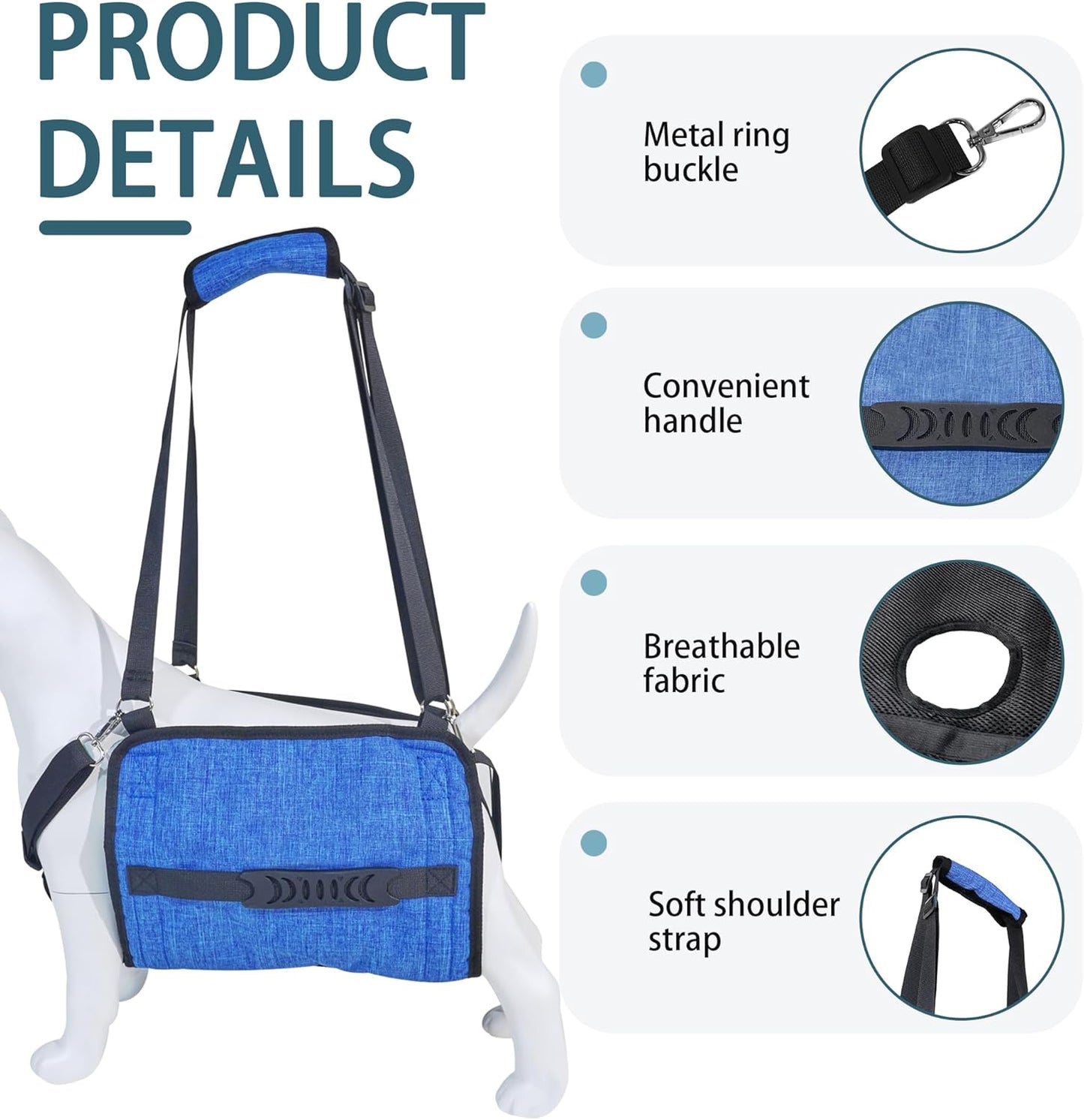 Adjustable Dog Lift Harness, Dog Carry Sling Provides Rear Leg Support for Arthritis and After ACL Surgery Dogs,Suitable for Medium to Large Dogs,XXL