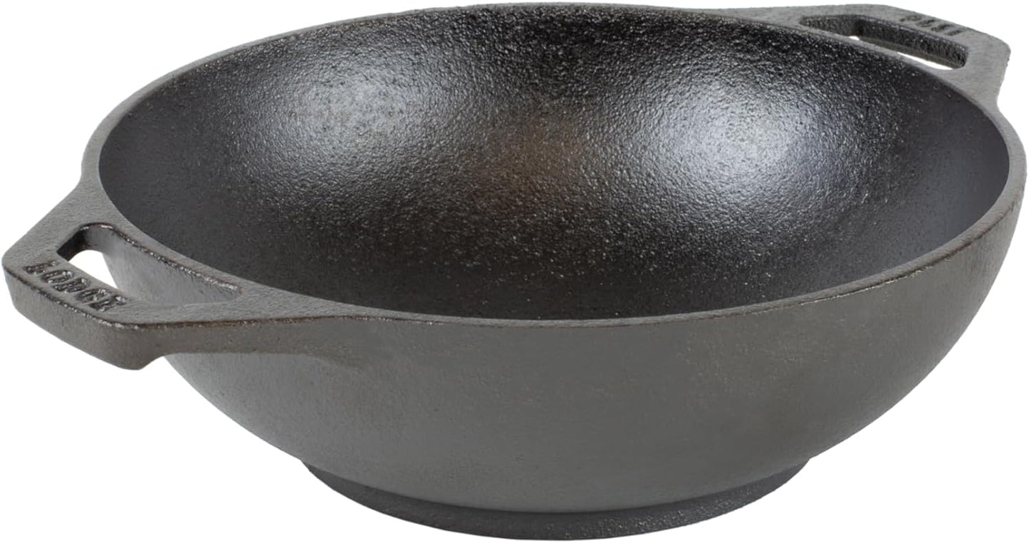 Lodge 6.25 Inch Cast Iron Mini Wok with Dual Loop Handles – PFAS FREE Pre-Seasoned Individual Serving Pan – Stovetop & Oven Safe Heavy Duty Sauce Wok – Made in USA
