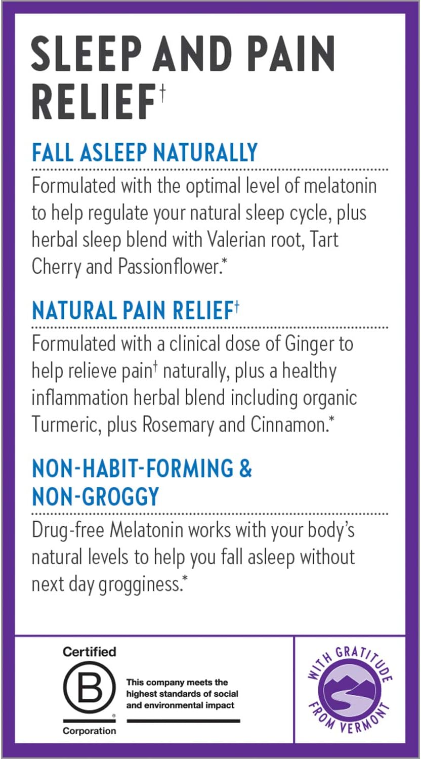 New Chapter Sleep Aid, Restful Sleep and Pain Relief, Melatonin & Ginger Sleep Supplement, Gluten Free and Non-GMO, 30 Vegetarian Capsules