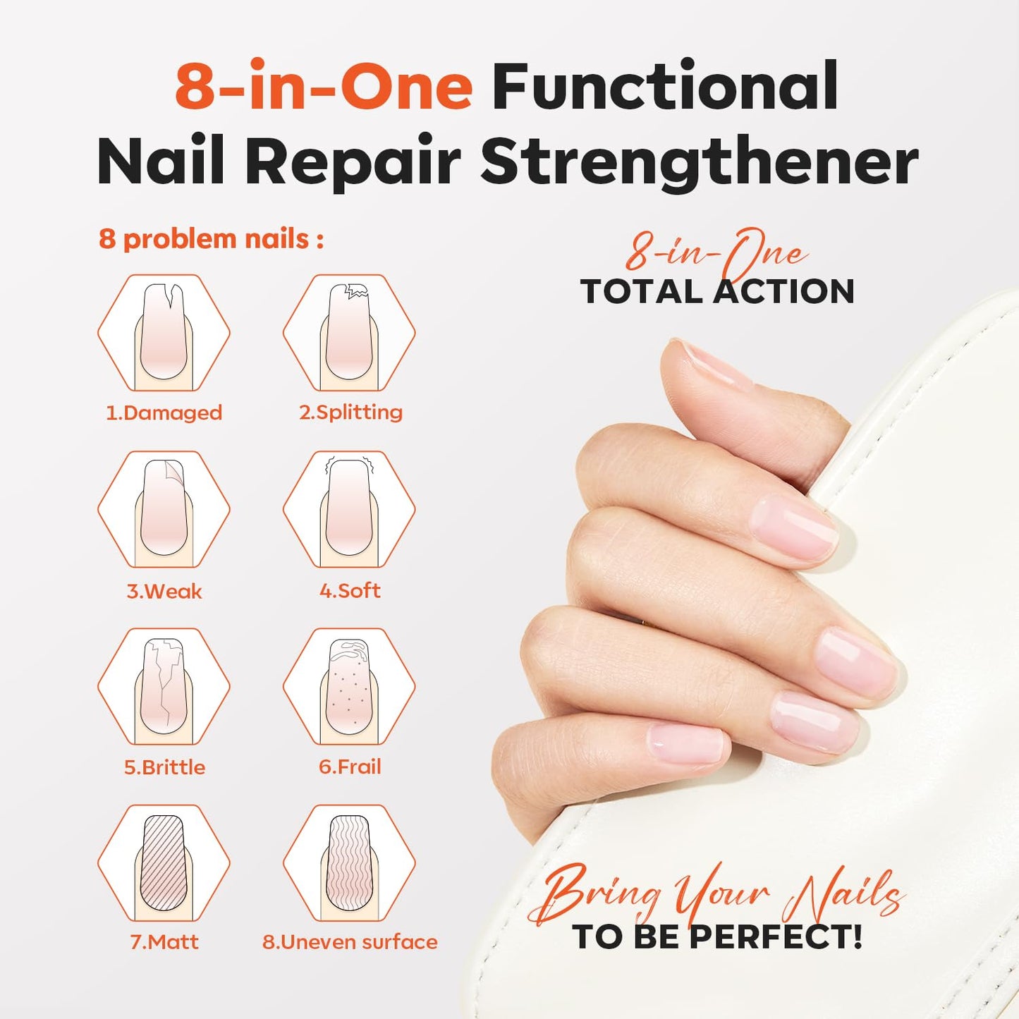 modelones Nail Strengthener Clear Nail Polish strengthener and growth Nail Repair for Damaged Nails Hardener Extra Strong and Growth Natural Nail Care Gifts for Women Concealer Polsih 15ml