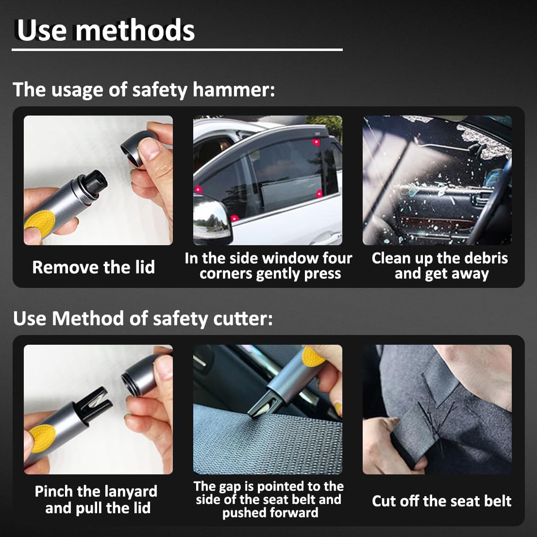 Safehammer - 2026 Upgraded Safe Hammer Glass Breaker Under Water, Car Hammer Seatbelt Cutter Window Breaker Emergency Escape Tool, Safehammer Glass Breaker for New Cars (3PCS)