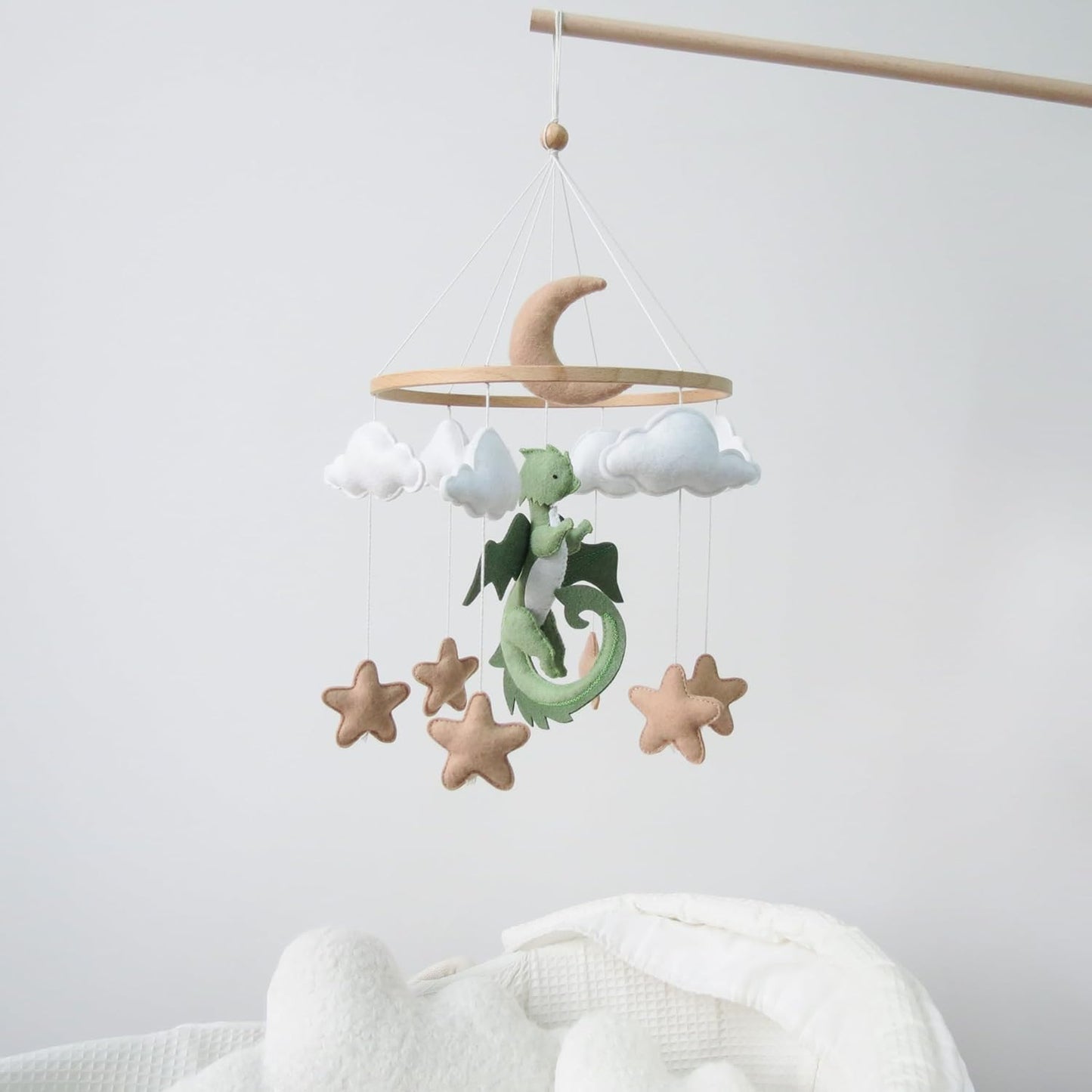 Dragon Mobile for Crib, Dragon Crib Mobile for Boys, Cloud Mobile for Crib, Neutral Baby Mobile for Crib Cloud Nursery Mobile