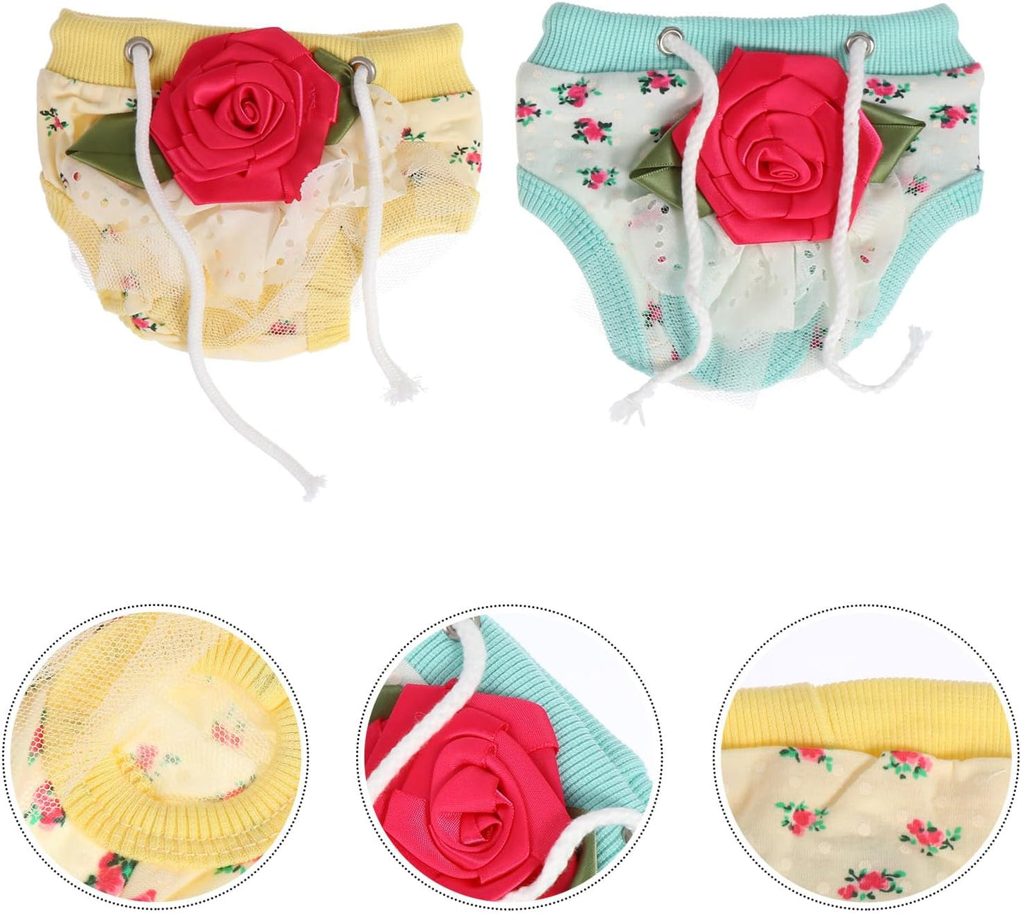 Milisten 2pcs Washable Female Dog Diapers with Drawstring Adjustable Waist 15-25cm, Soft Pet Sanitary Pants for Puppy Heat Period Protection Random Color