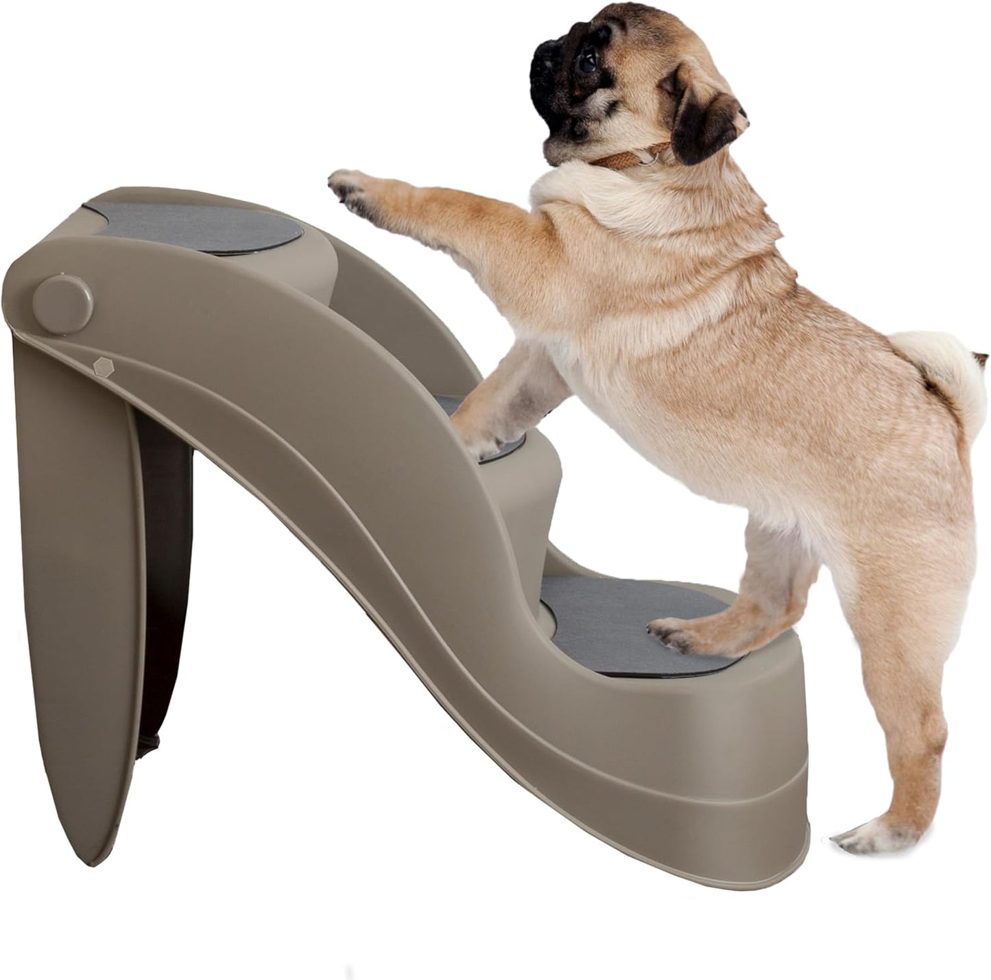 Pet Stairs - Durable Dog Stairs for Small Dogs with 3-Step Design and Safety Locking Pins - Cat or Dog Steps for Home and Vehicle by PETMAKER (Tan)
