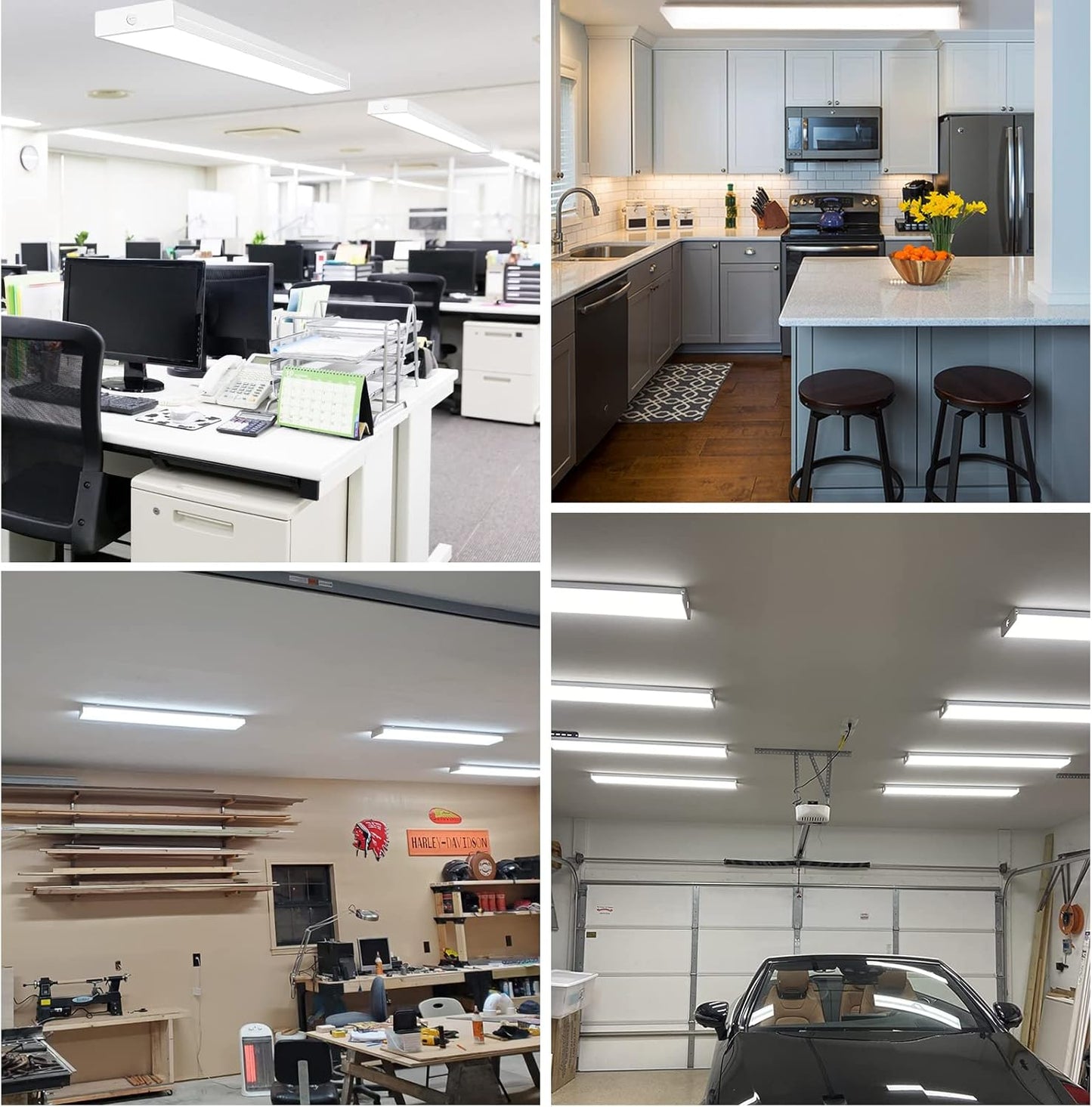 hykolity 4 Pack 4FT LED Wraparound Light with 3 Wattages/3 Lumens/3 CCT Selectable,55W/65W/75W,5500lm/6500lm/7500lm,3000K/4000K/5000K 4 Foot LED Wrap Light Fixture,Flush Mount Office Ceiling Light,ETL