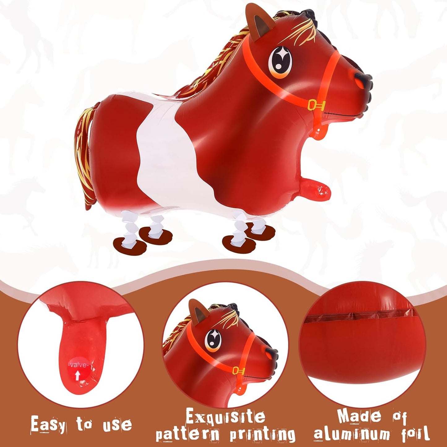 6 Pcs Walking Animal Balloons, Farm Animals Balloons, Walking Foil Mylar Balloon, Farm Birthday Decorations for Farm Theme Party Supplies (Animal)