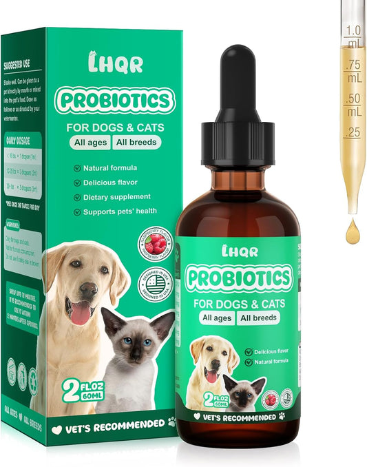 Liquid Probiotics for Dogs & Cats with Prebiotics & Digestive Enzymes - 3-in-1 Formula for Gut Digestive Health & Nutrient Absorption, Supplement Drops - 1.2 Billion CFU - 2 FL Oz