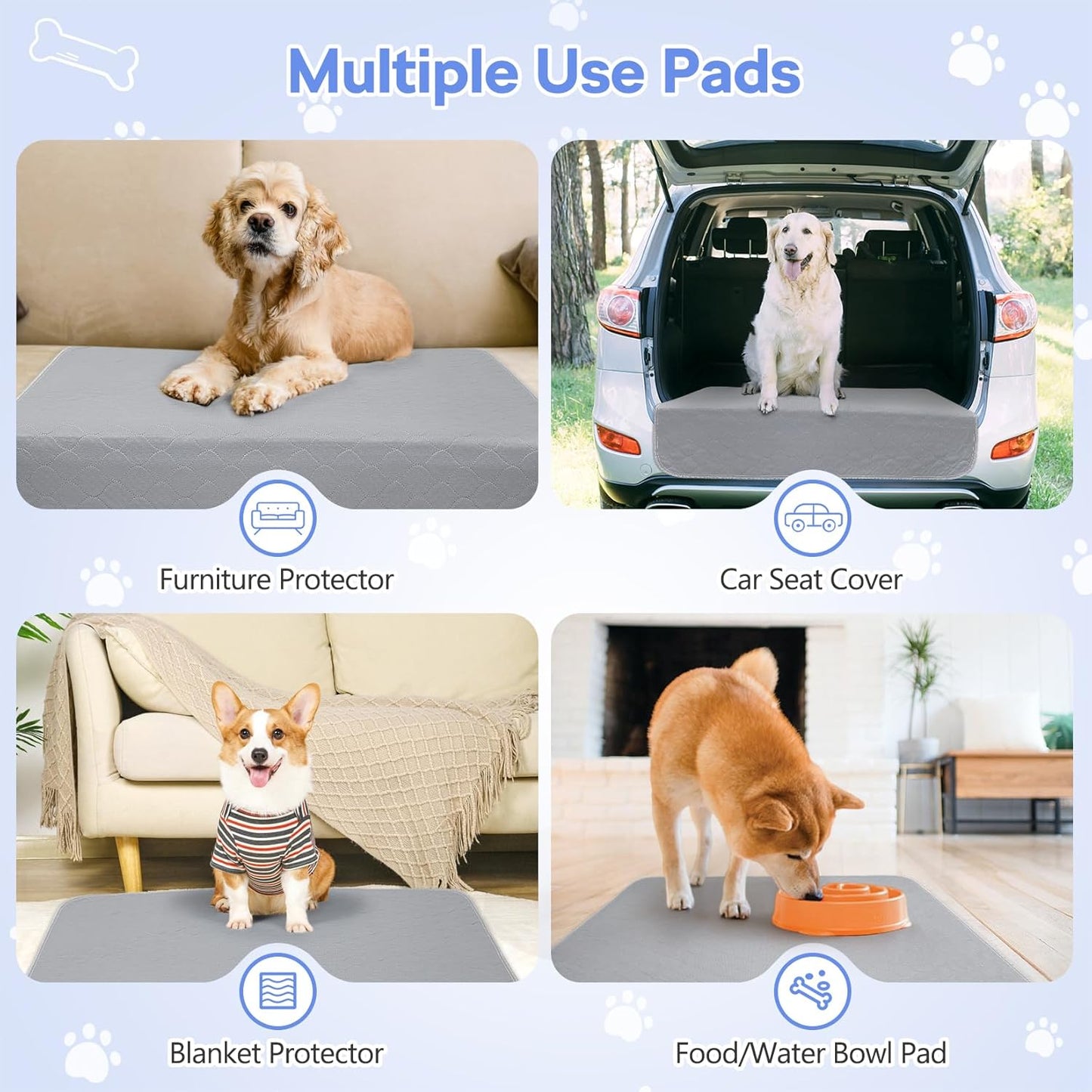 72" x 72" Extra Large Dog Pee Pad - Waterproof Quick Drying Pet Pad for Dogs, Reusable Puppy Pads, Anti-Slip Floor Pad Playpen Crate Washable Mat for Dog Whelping Incontinence Housebreaking, 1 Pack