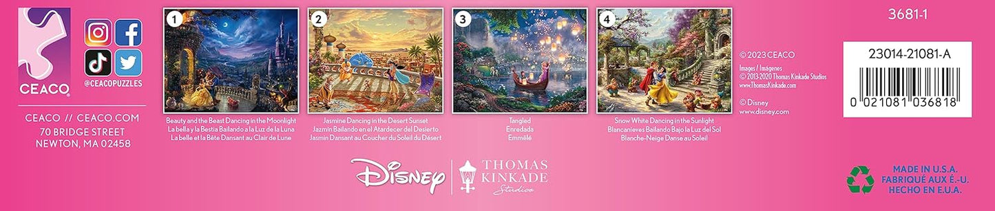 Ceaco - Thomas Kinkade Disney Princess 4 Pack 500 Piece Jigsaw Puzzles Multi Pack for Adults and Teens