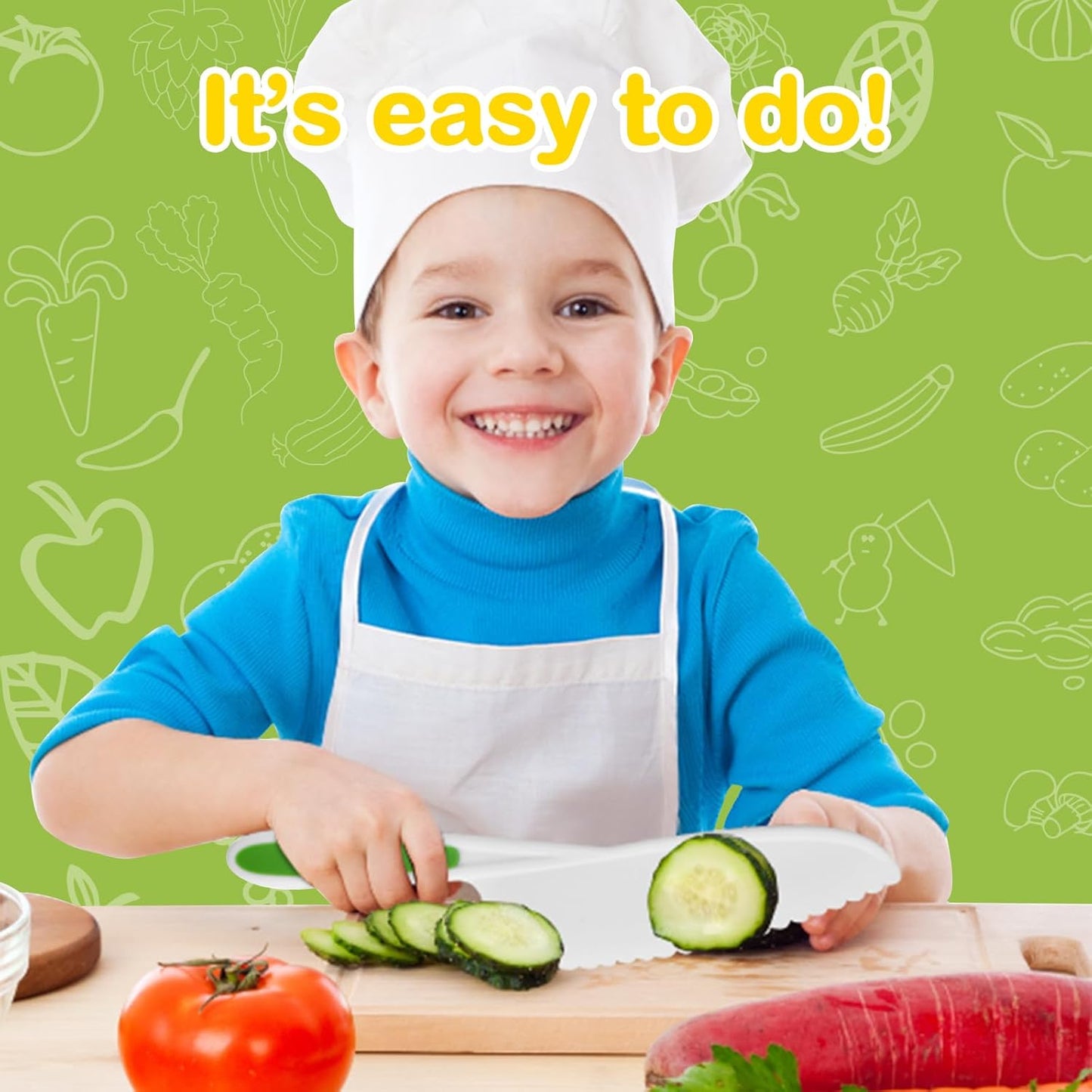 15PCS Montessori Kitchen Toys for Toddlers: Easter Basket Stuffers Gifts for Kids - Kids Safe Cooking Sets Real Knife Set for Real Cooking - Stocking Stuffers Birthday Gifts for Boy Girl