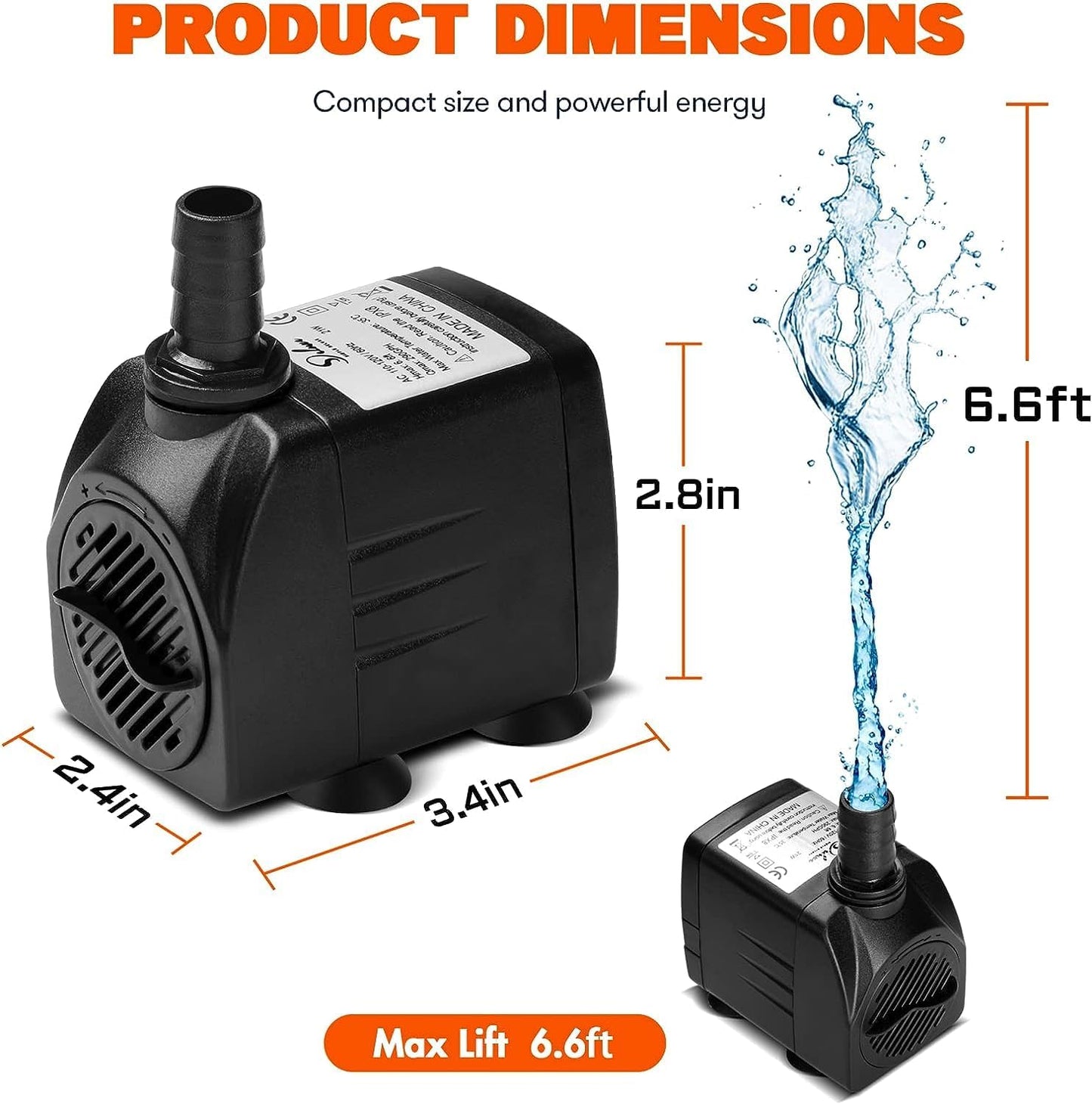 Simple Deluxe Submersible Water Pump for Fish Tank, Hydroponics, Aquaponics, Fountains, Ponds, Statuary, Aquariums & Inline, Black