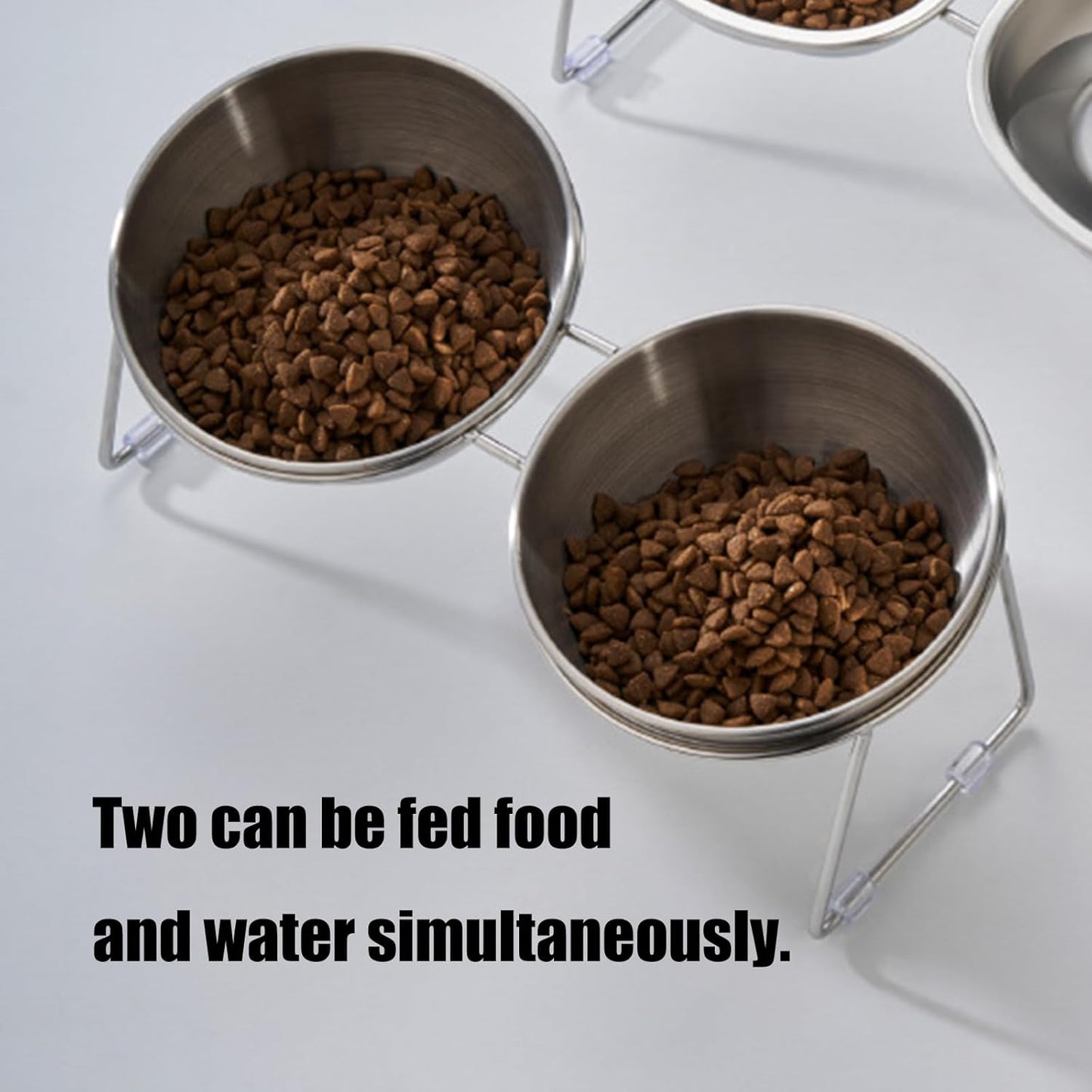Heavy Duty Adjustable Dog Bowls Stand with Splash-Proof Double Dish Elevated Feeding Station for All Breeds ABS Stainless Steel Pet