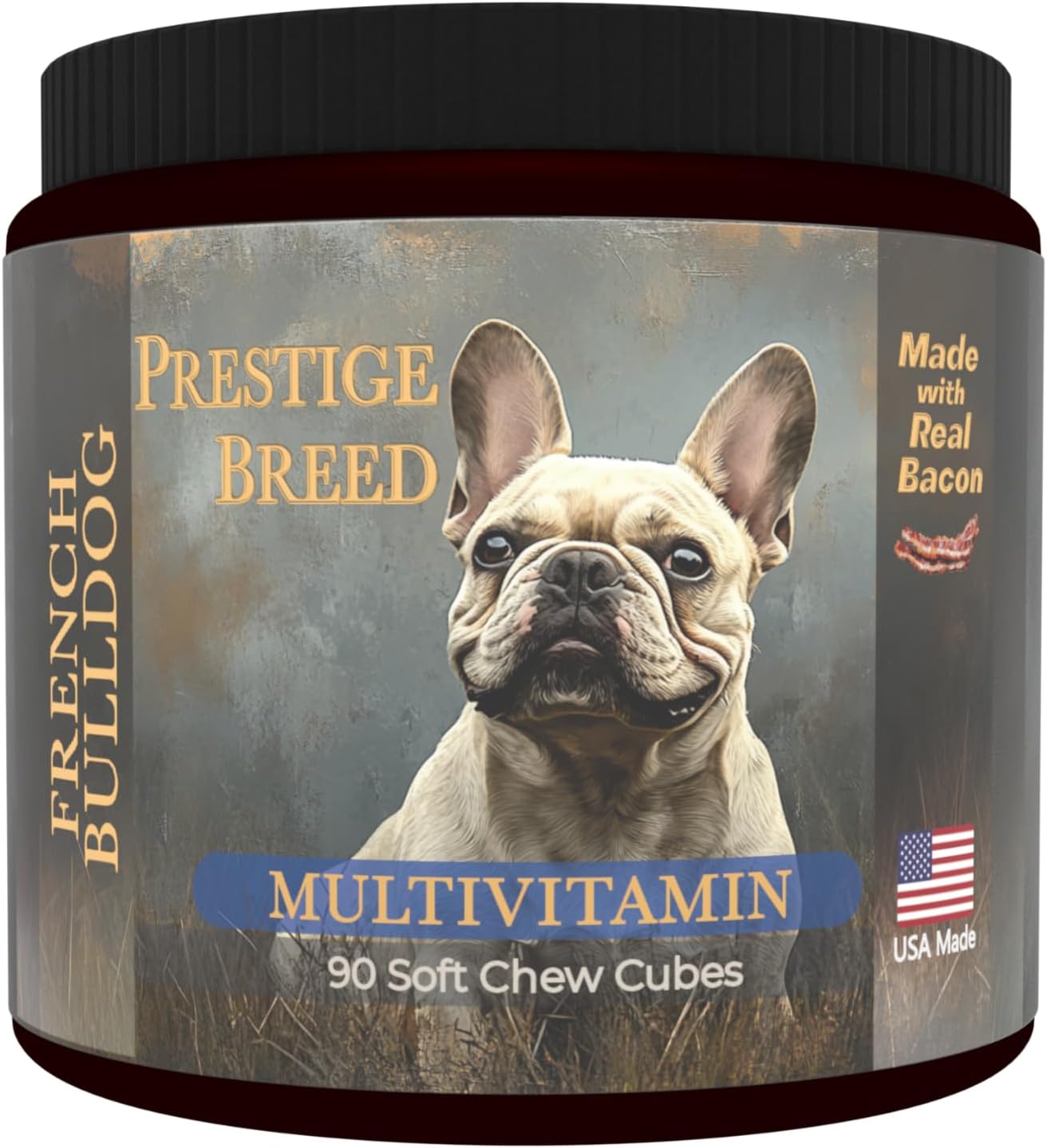 Multivitamins, Balanced Nutrition for Your French Bulldog, 90 Count, Made in The USA with Real Bacon