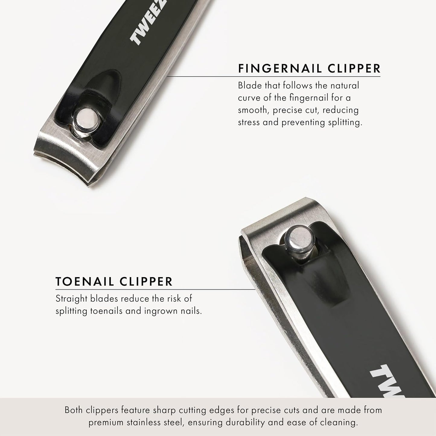 Tweezerman Stainless Steel Combo Set with Fingernail and Toenail Clippers