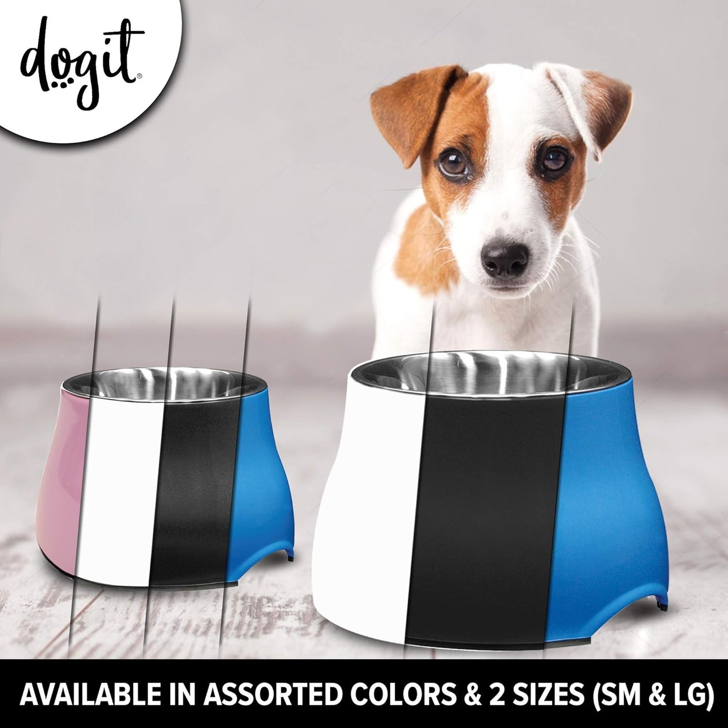 Dogit Elevated Dog Bowl, Stainless Steel Dog Food and Water Bowl for Large Dogs, Black, 73752