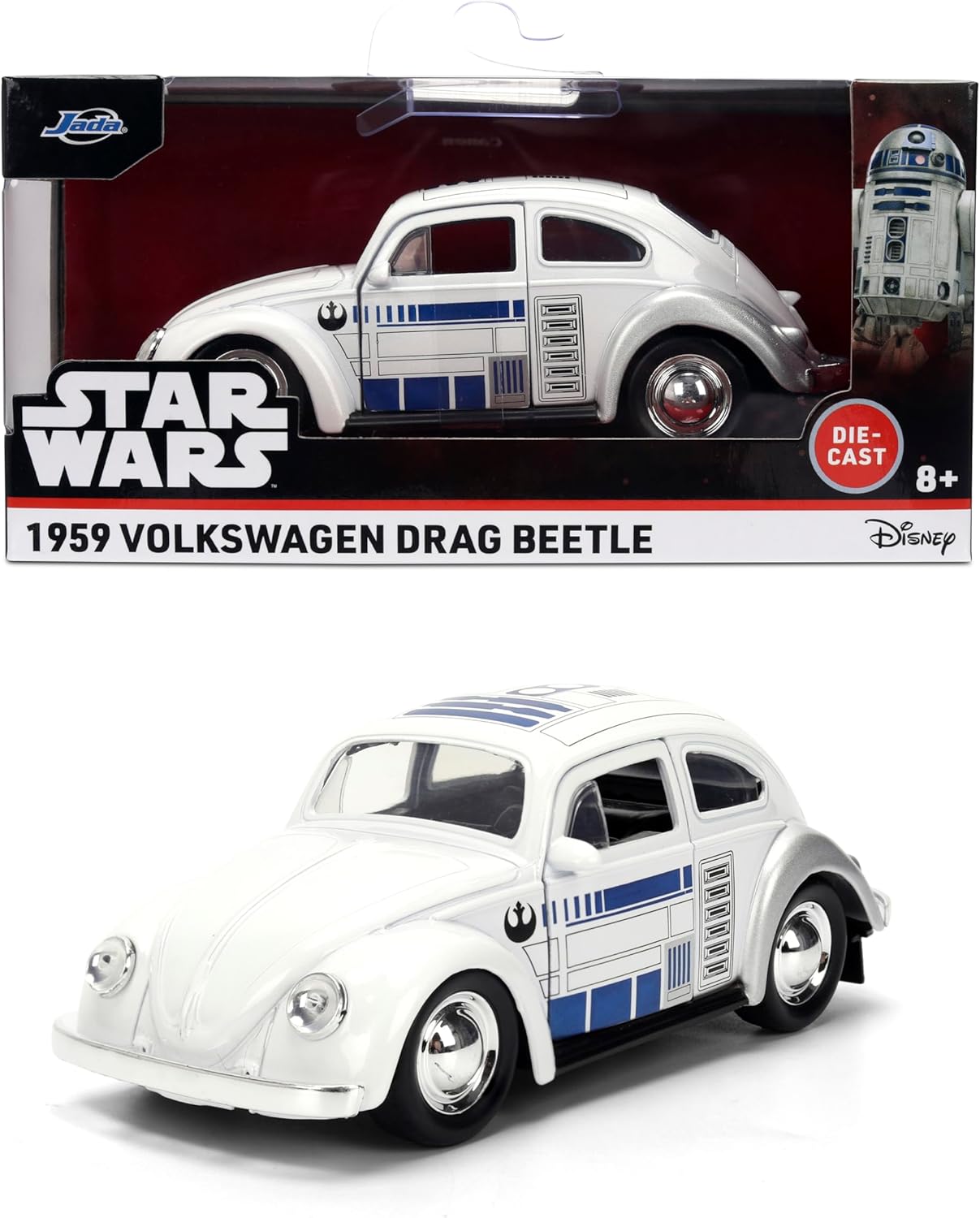 Jada Star Wars R2-D2 1959 Volkswagen Beetle Die-Cast Car 1:32 Scale Vehicle – Hollywood Rides Toys