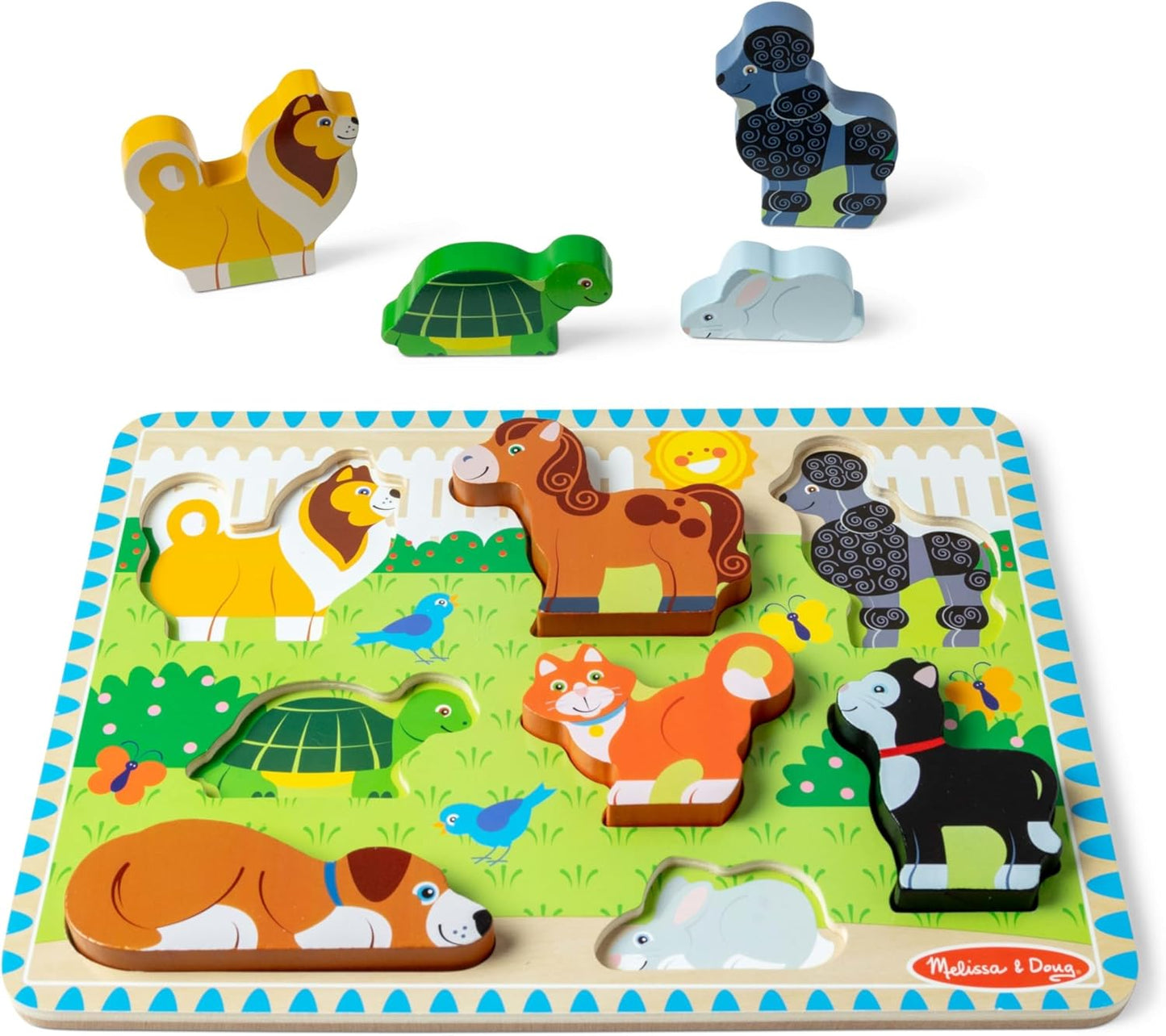 Melissa & Doug Pets Wooden Chunky Puzzle (8 pcs), Educational Screen Free Activity for Toddler, Preschoolers and Kids Ages 2+