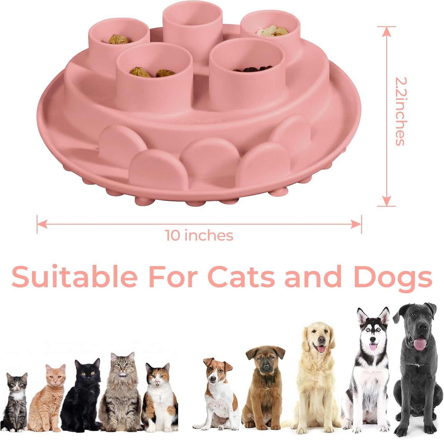 Puzzle Feeder Slow Feeder, Interactive Cat Puzzle Toy for Mental Stimulation, Dishwasher Safe Silicone Enrichment Toys, Reduces Boredom and Trains Intelligence, Pink