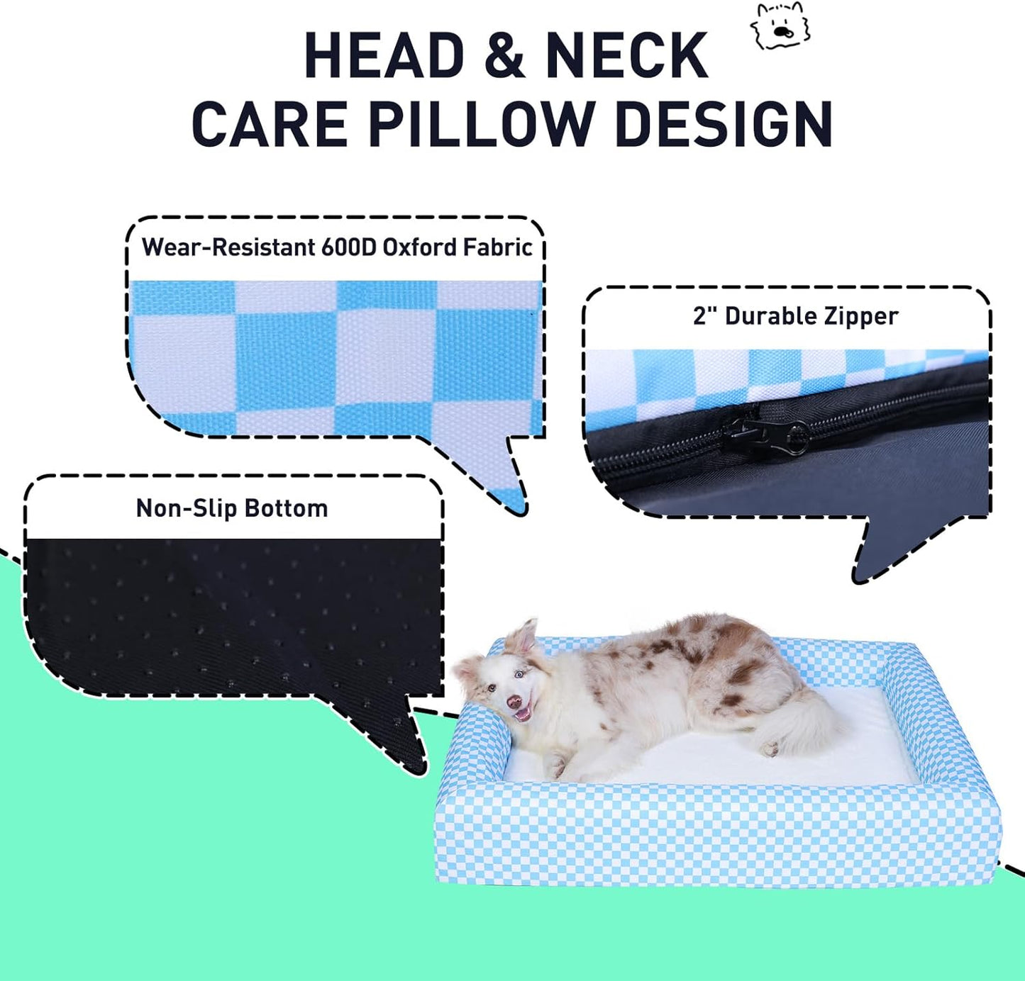 Indestructible Dog Bed for Large Dogs - Memory Foam Dog Bed with Reversible Breathable Mat, 4-Sided Bolster, Machine Washable Cover & Non-Slip Bottom, 36 x 27 x 6 Inch